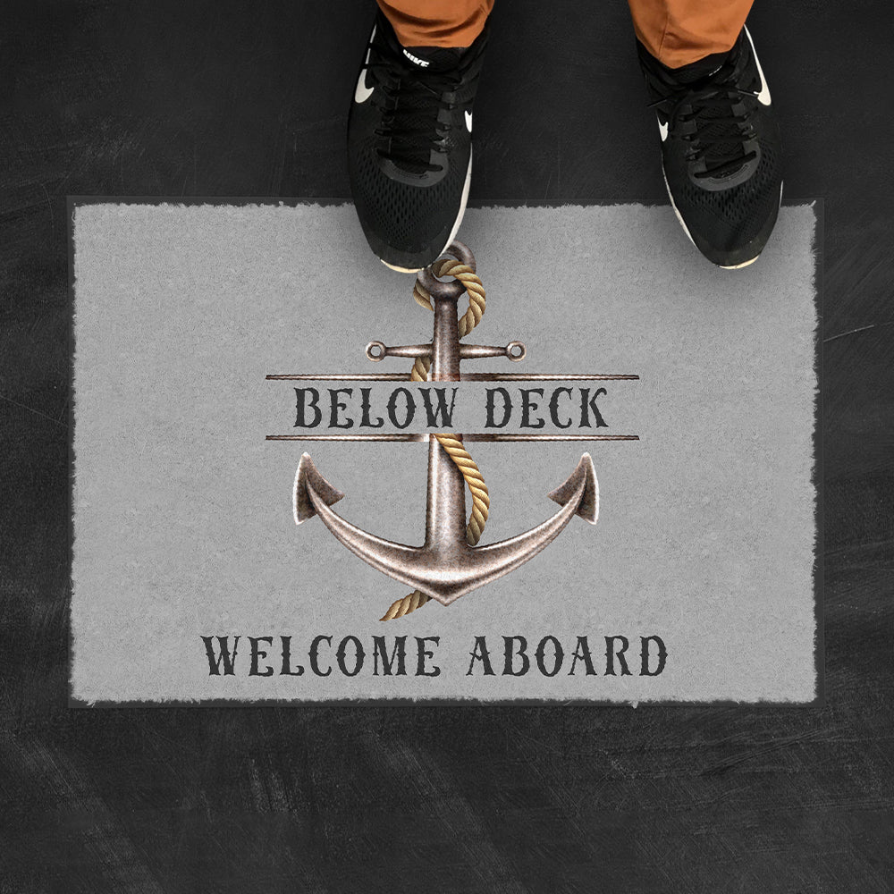 Welcome Aboard Nautical Anchor Floor Mat