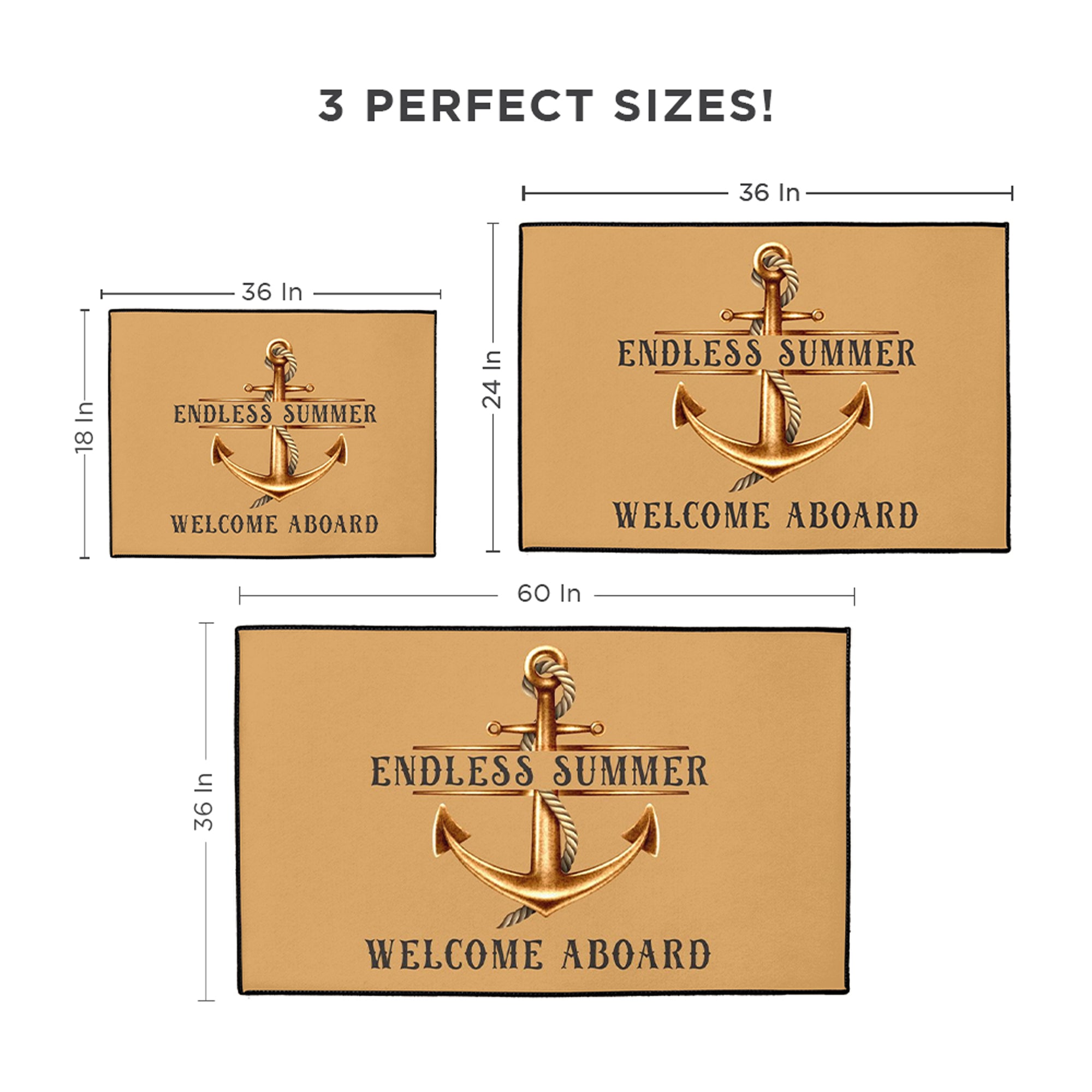Welcome Aboard Nautical Anchor Floor Mat