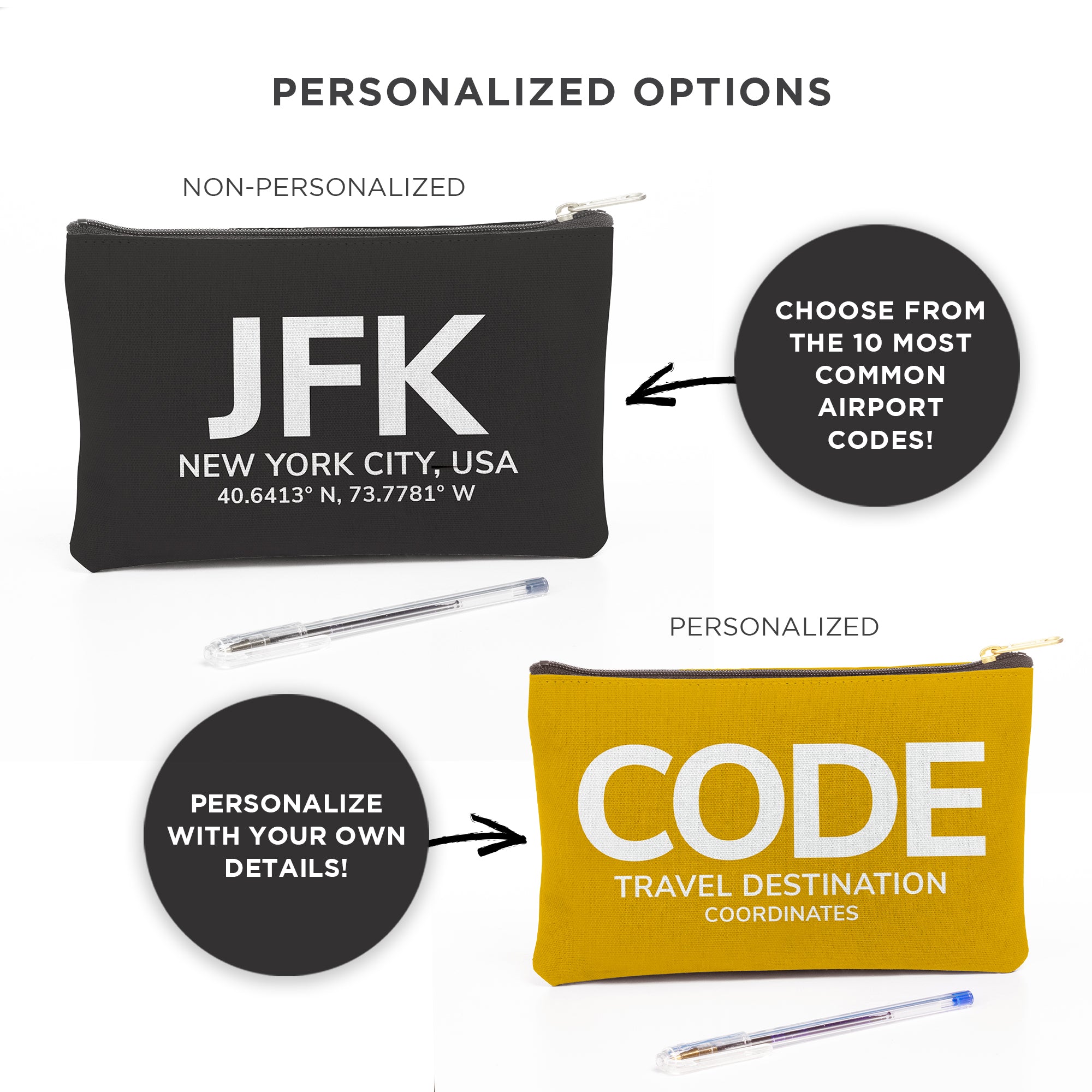 Personalized Airport Code Travel Pouch