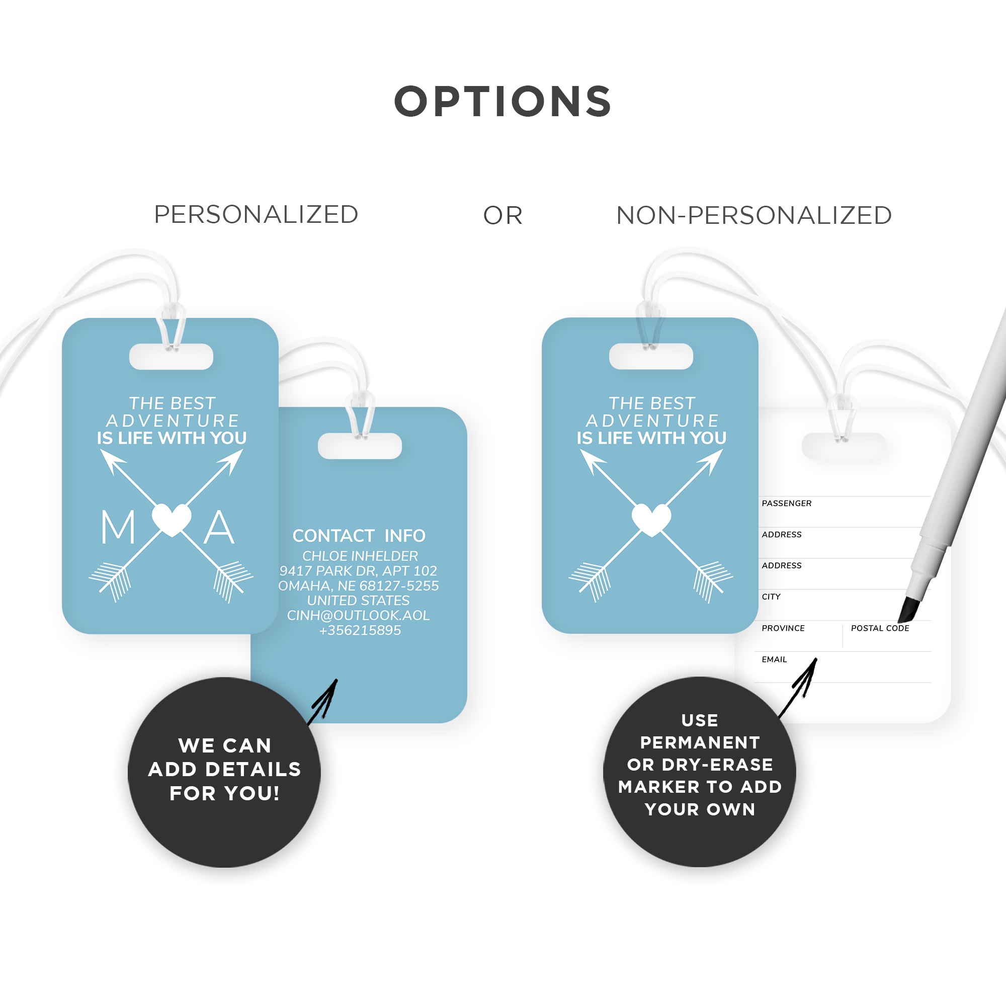 Personalized Initials Adventure Luggage Tag