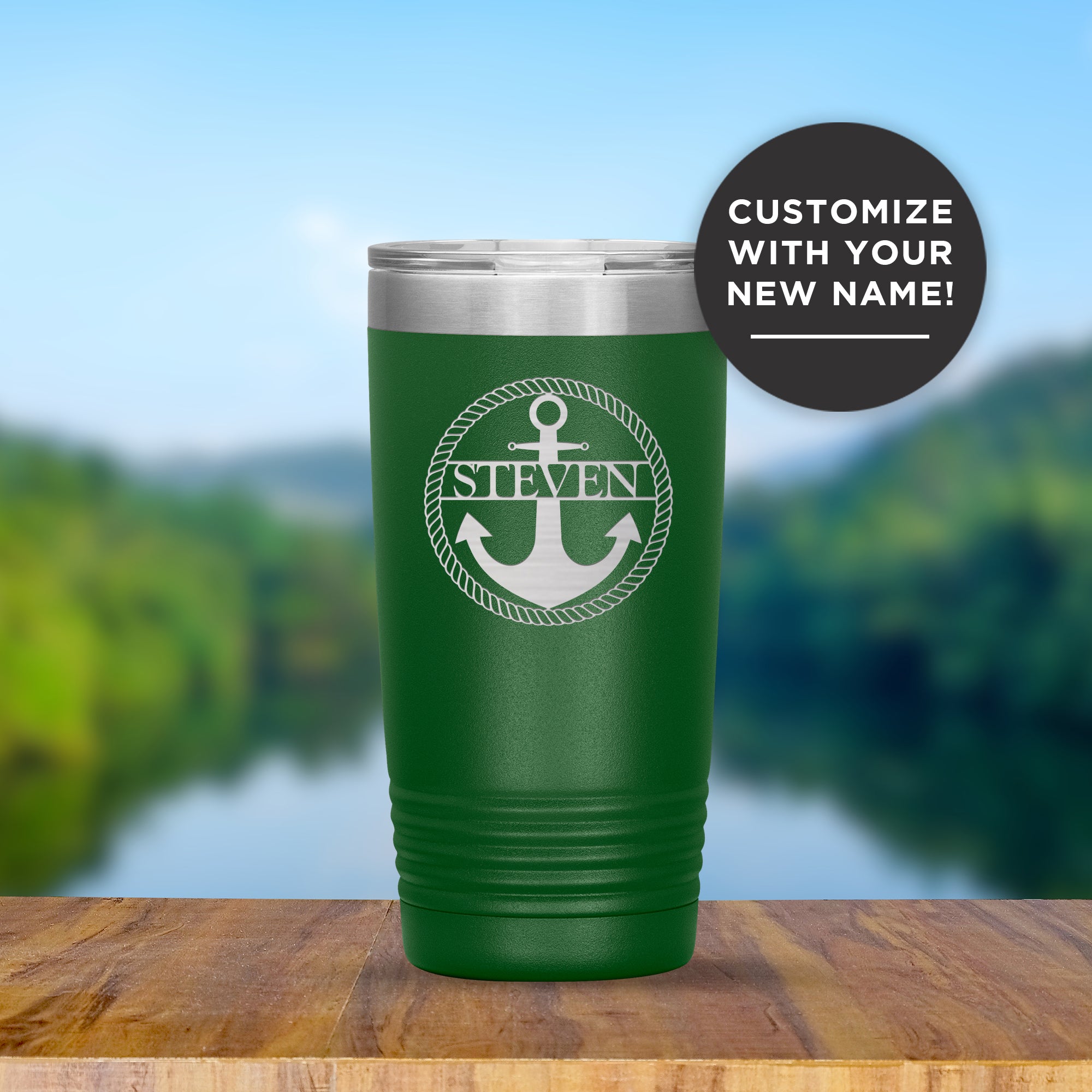 Personalized Anchor & Rope Travel Tumbler