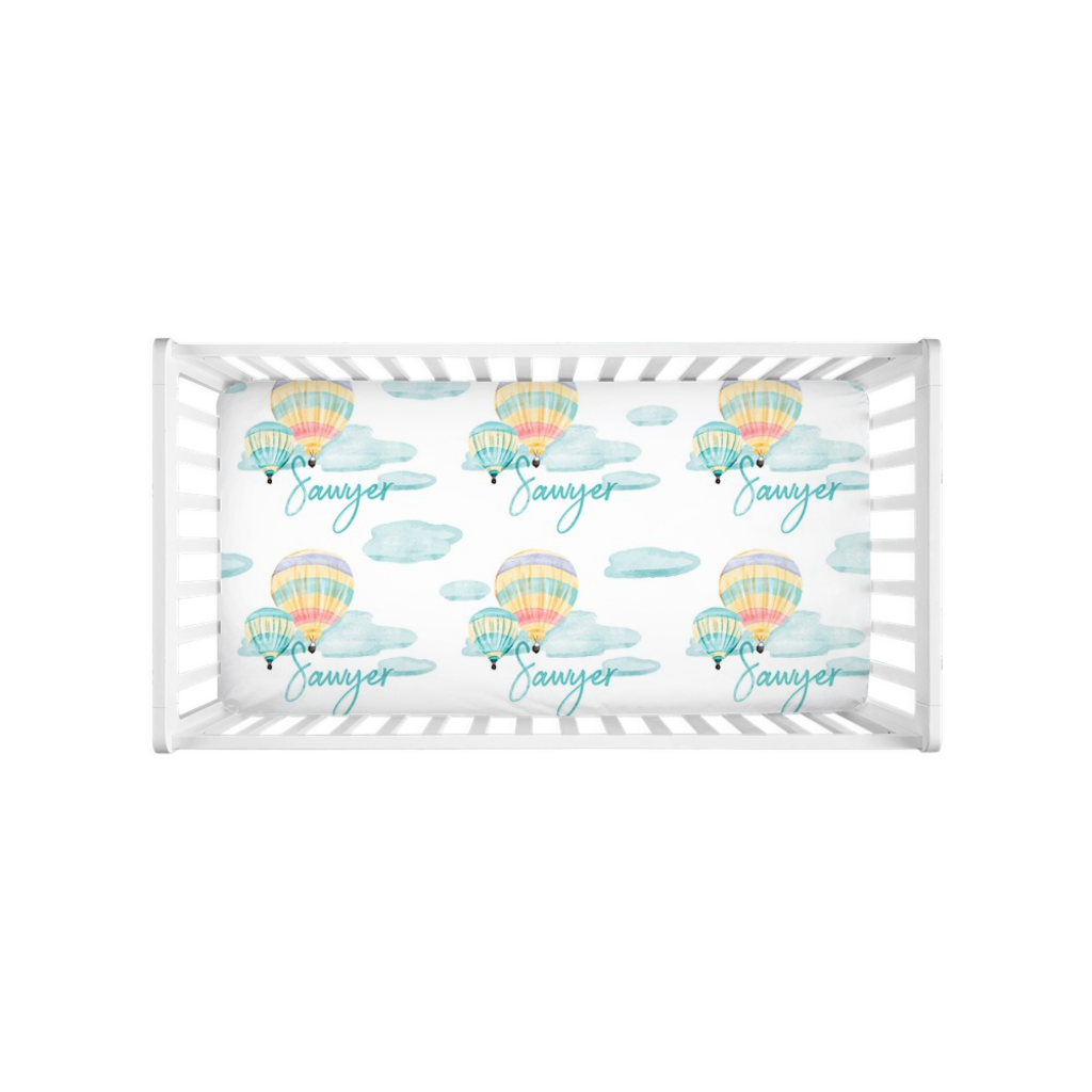 Personalized Hot Air Balloon Ride Crib Sheets