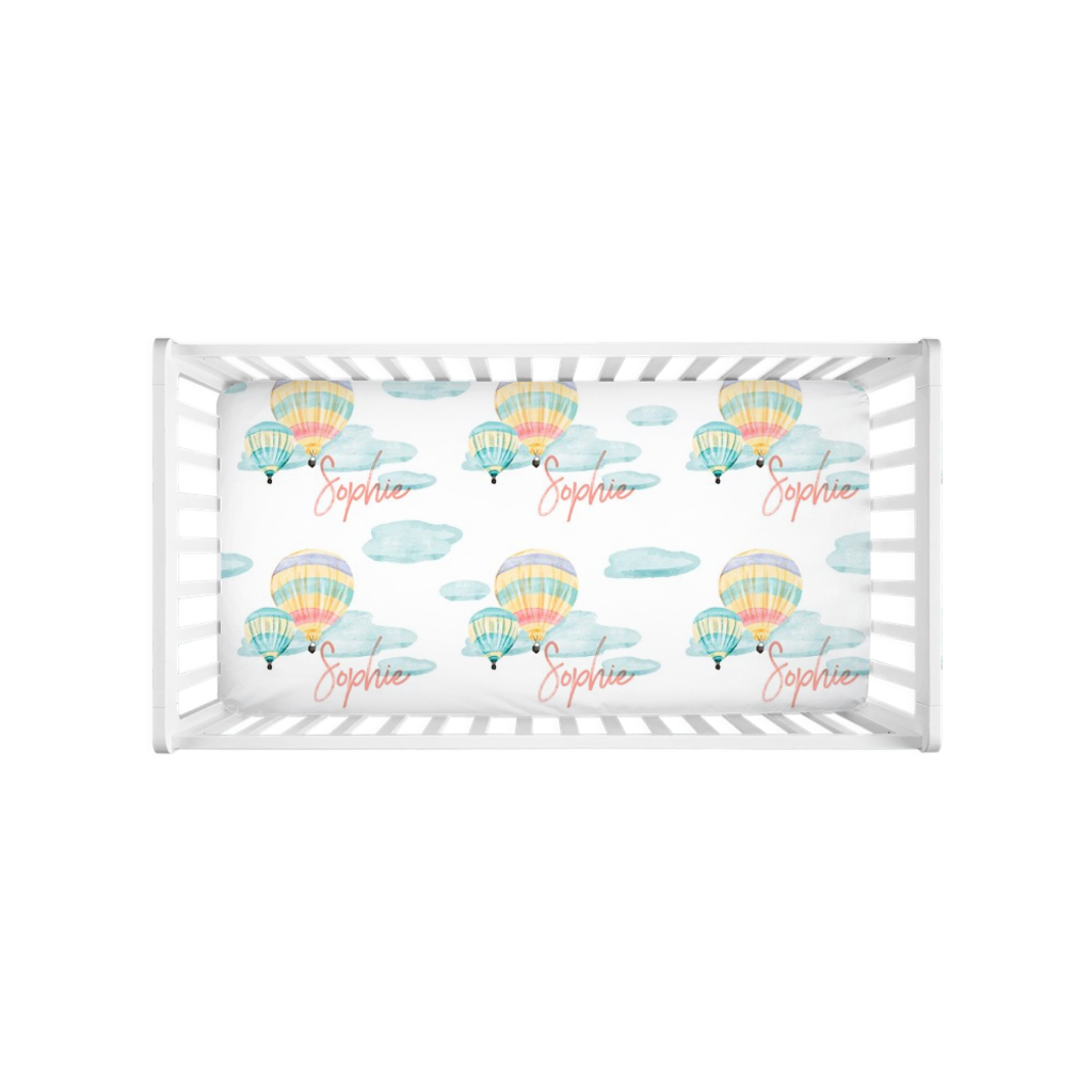 Personalized Hot Air Balloon Ride Crib Sheets
