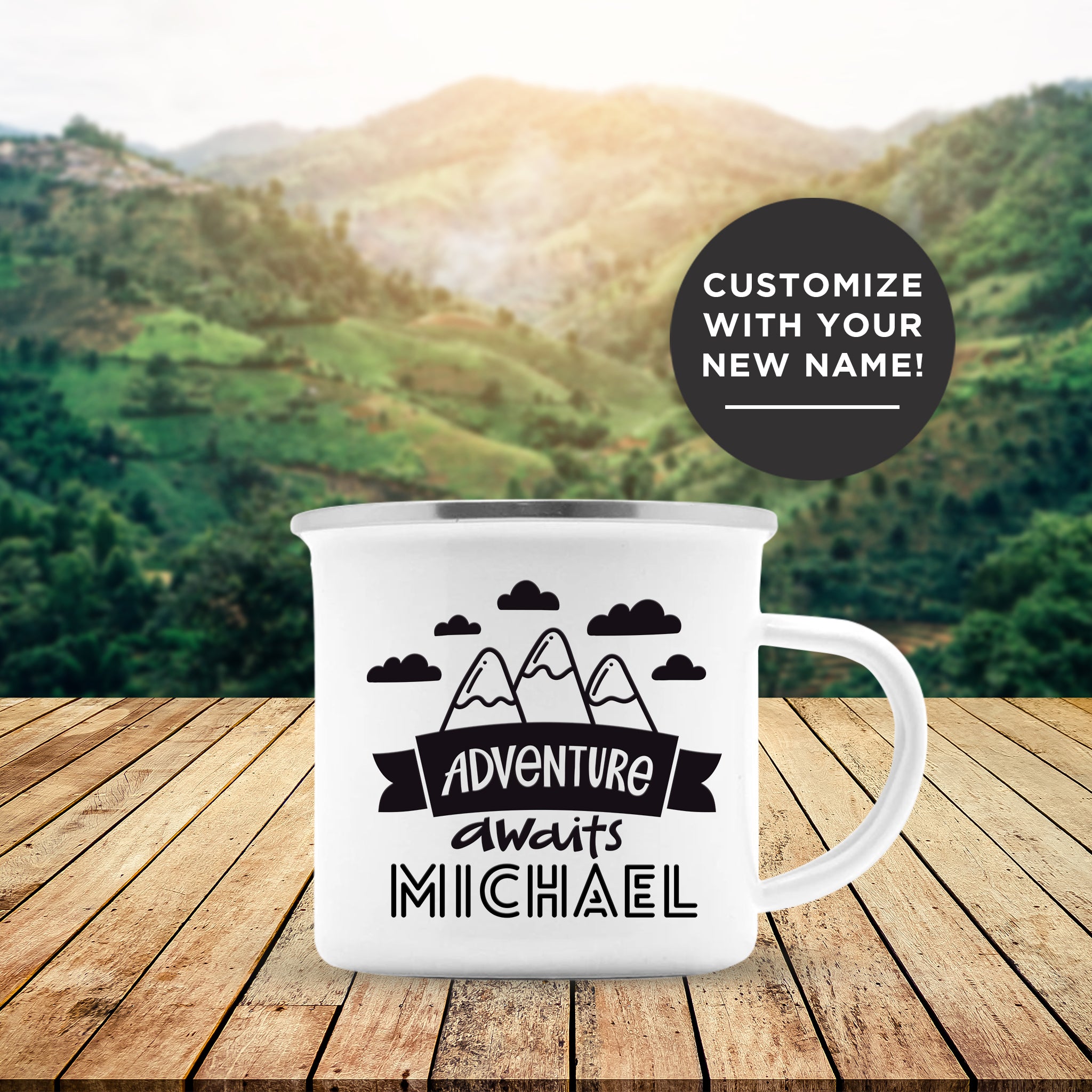 Personalized Adventure Awaits Camping Mug