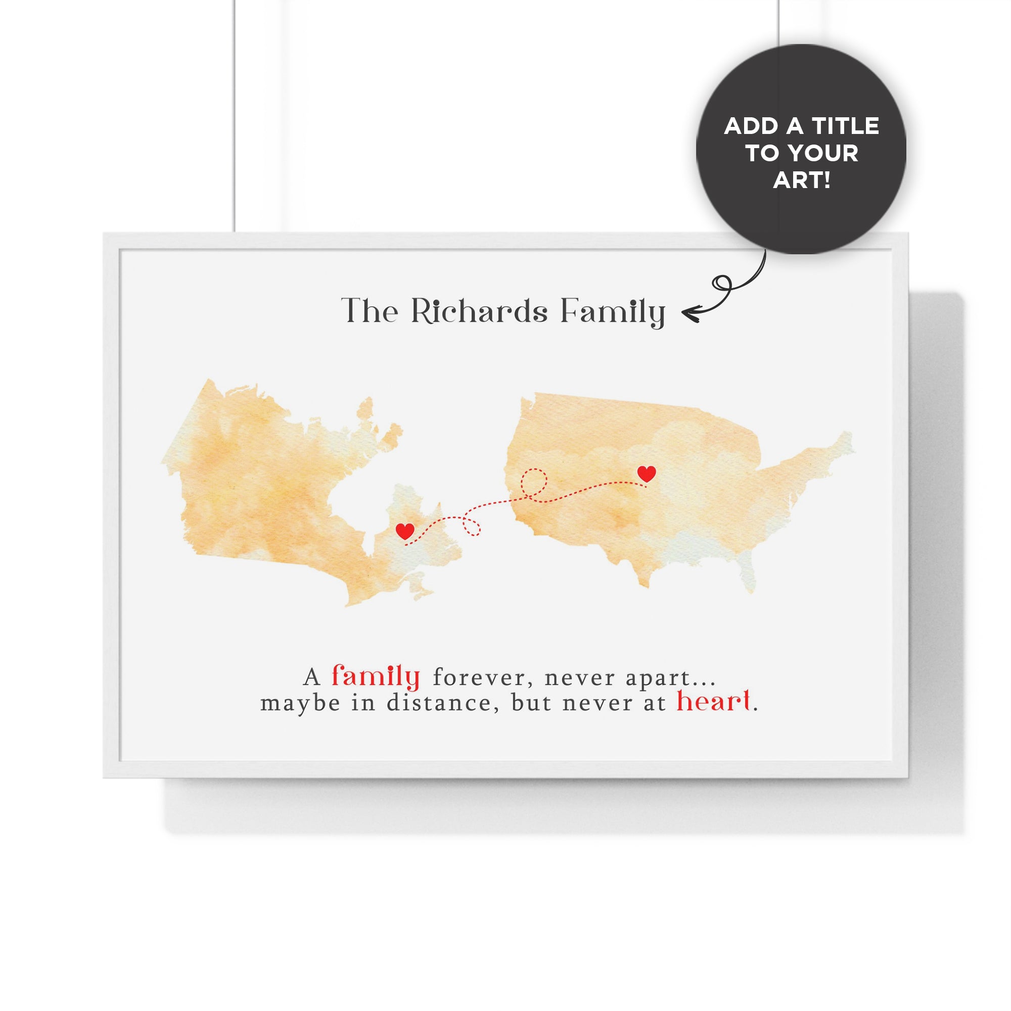 Custom Heartfelt Long Distance Family Wall Art