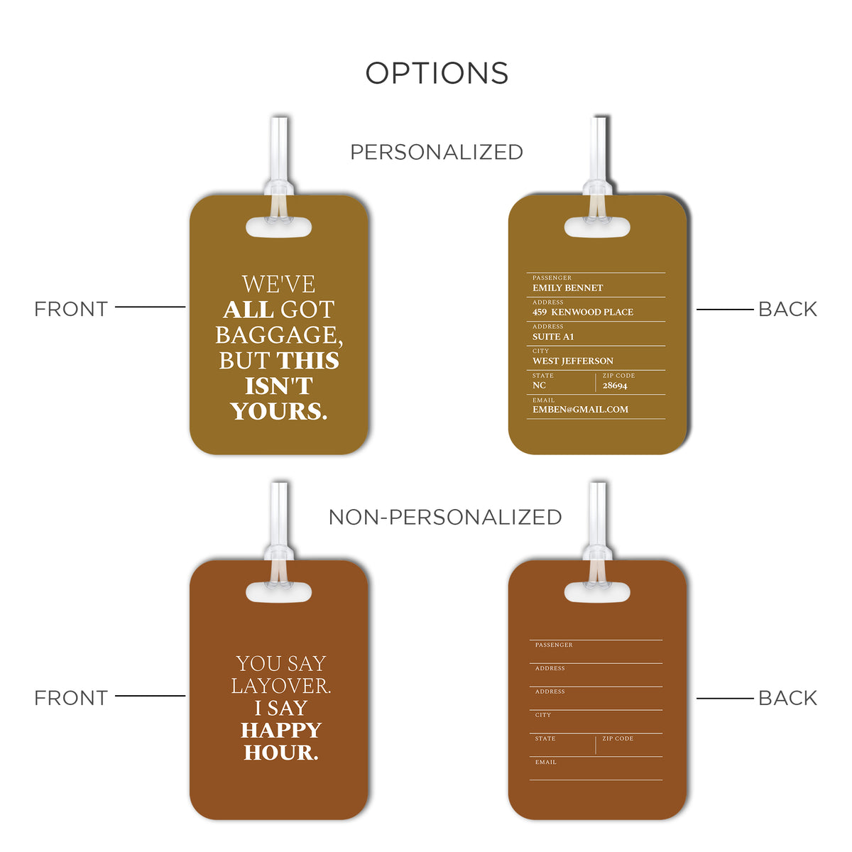 Personalized Funny Luggage Tag for Frequent Travelers — Custom Sarcastic Baggage & Suitcase Tag