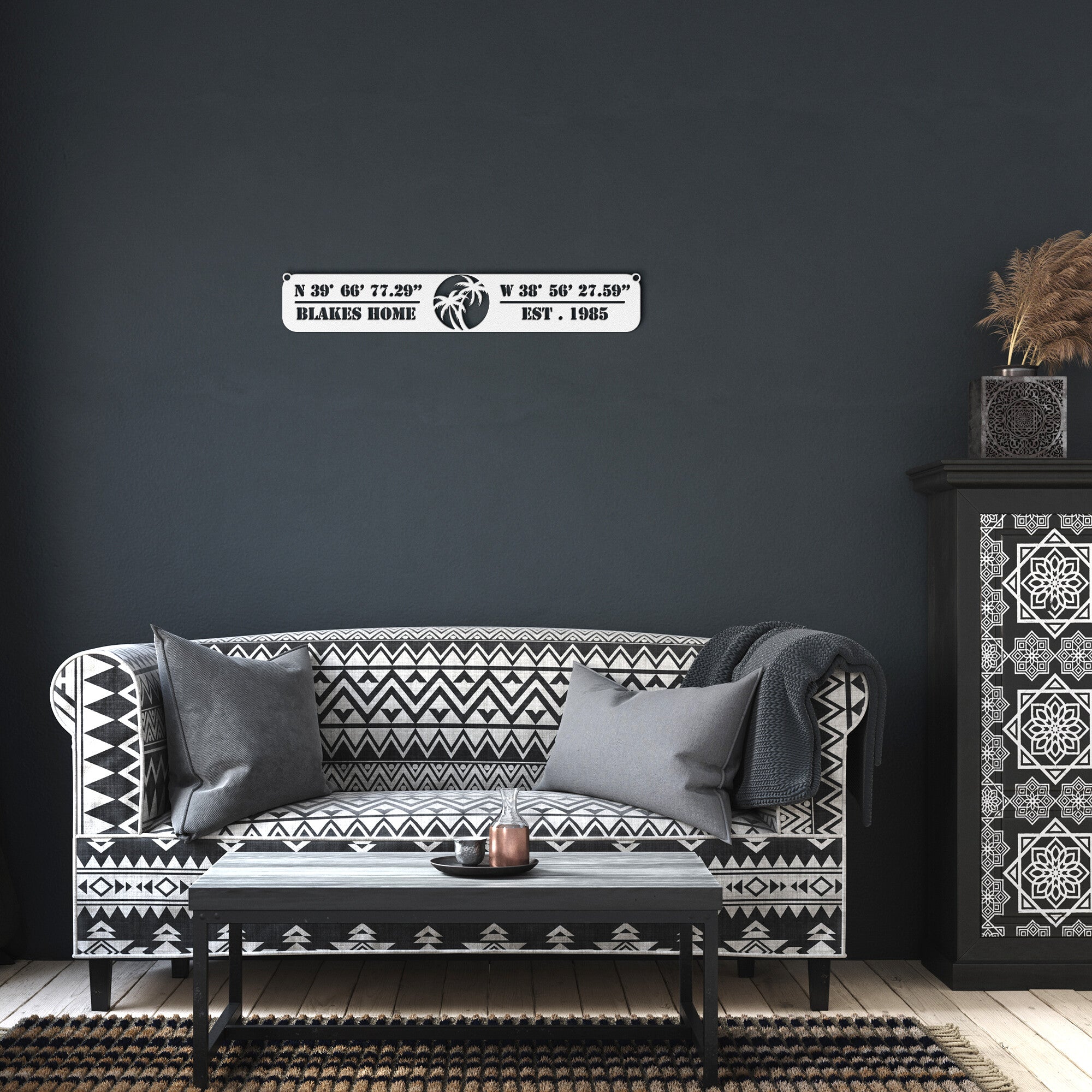 Custom Longitude Latitude Metal Wall Art Sign