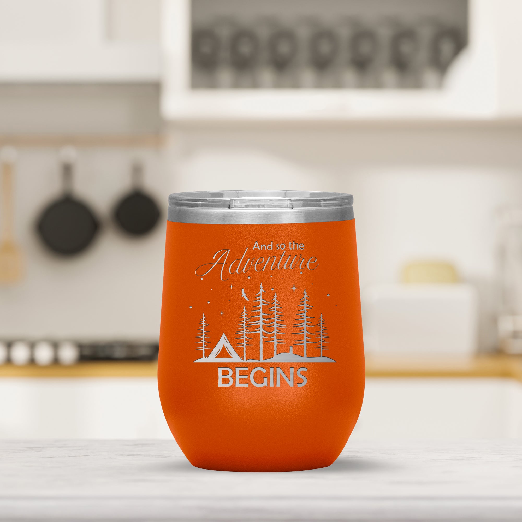 Adventure Begins Engraved 12oz Wine Tumbler