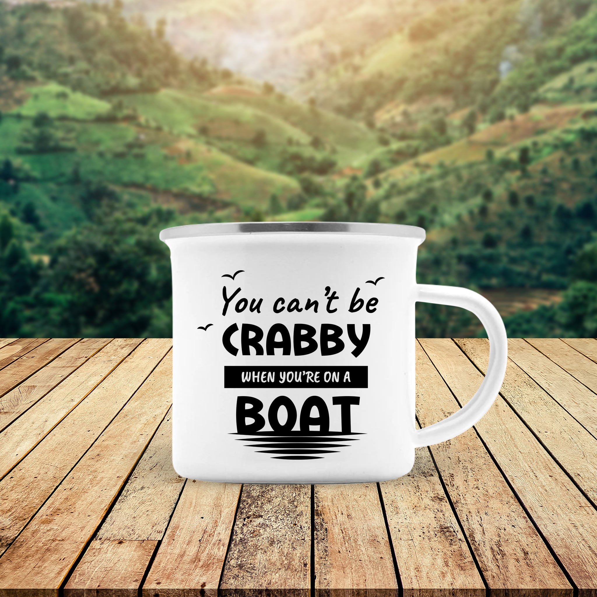 You Can't Be Crabby Enamel Mug