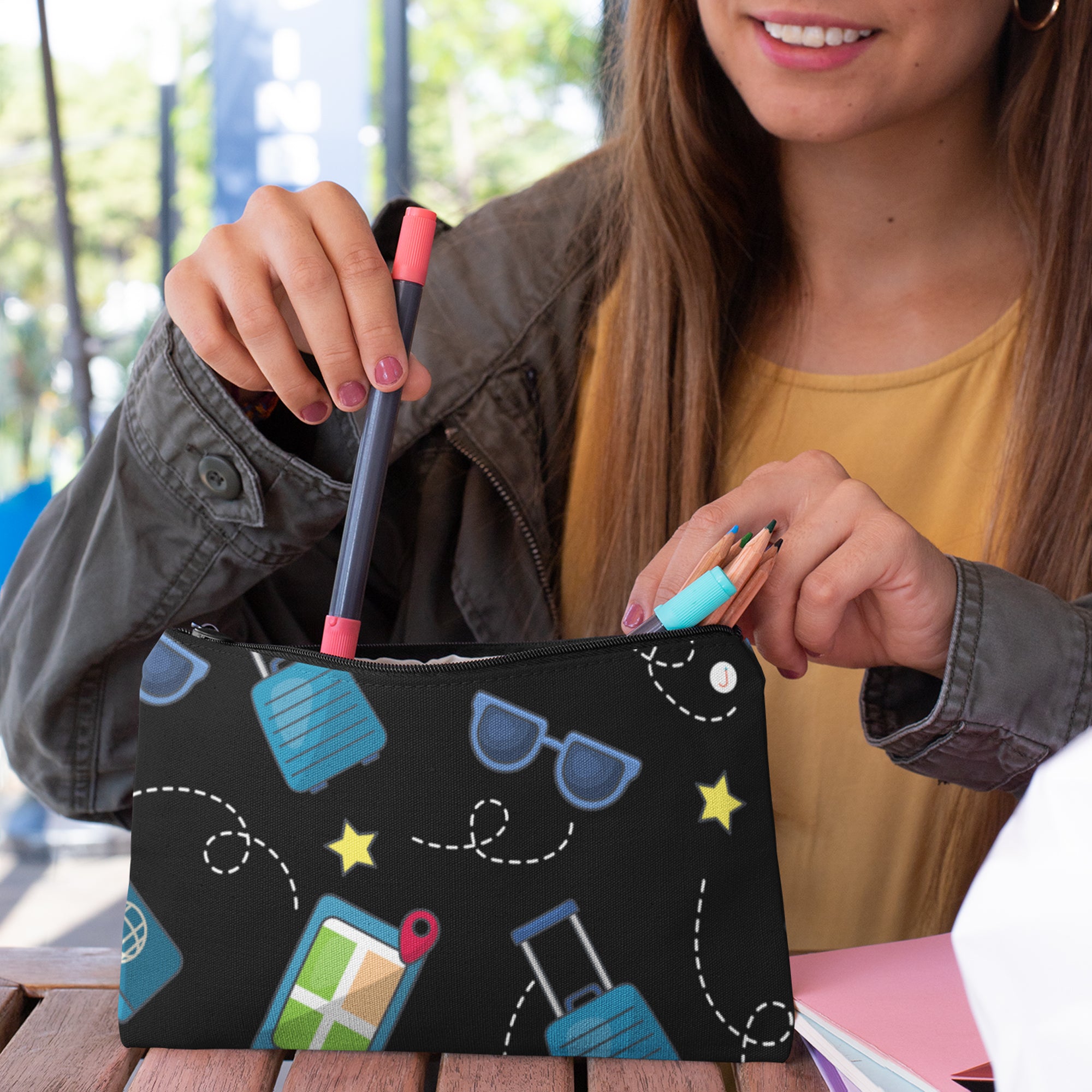 Unique Zippered Pouch: Travel Bag, Makeup Bag, Essentials Holder, Canvas Pouch