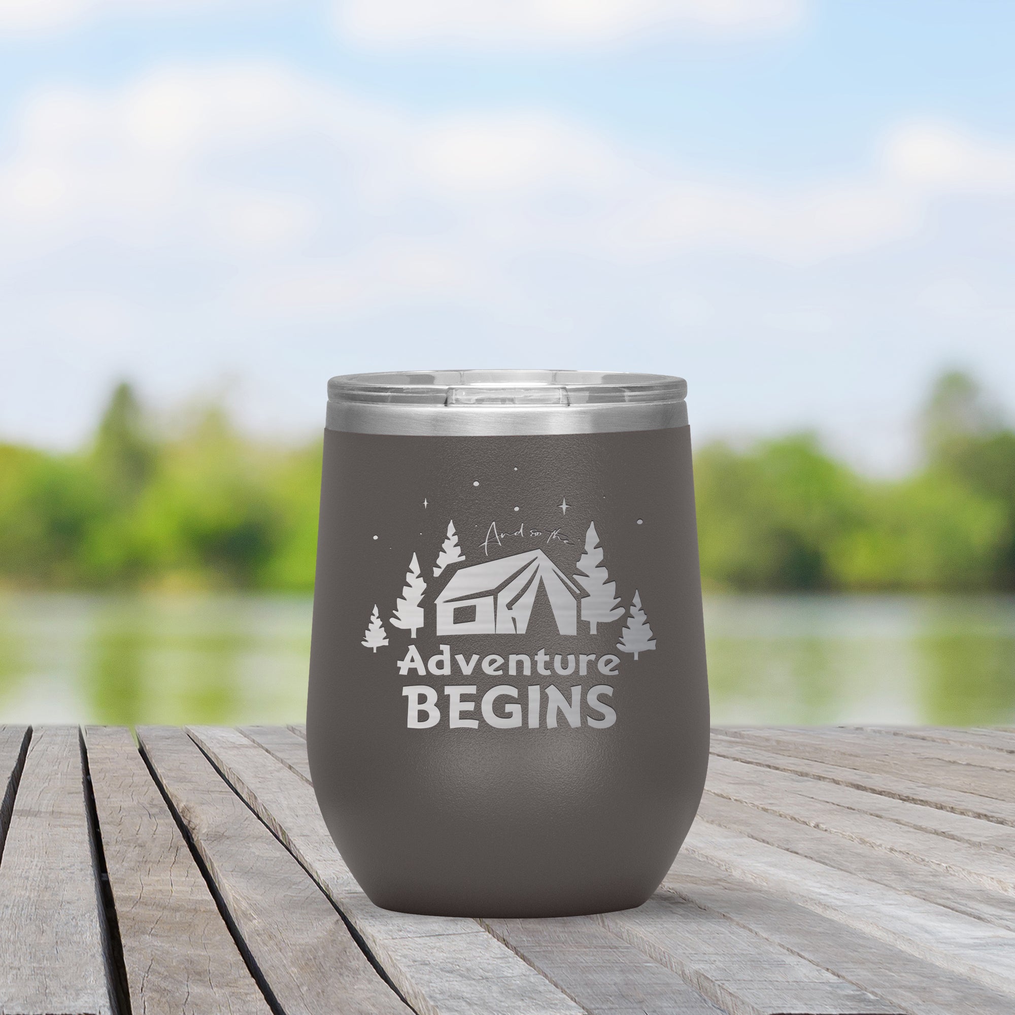 Adventure Begins 12oz Engraved Tumbler