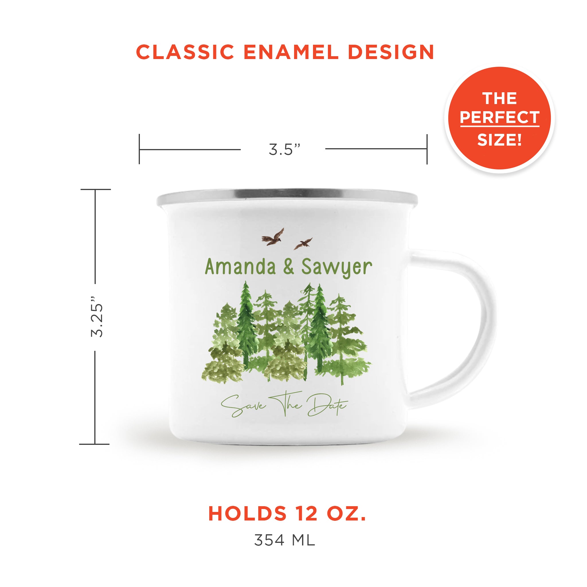 Save The Date Pine Tree Editable Wedding Mug