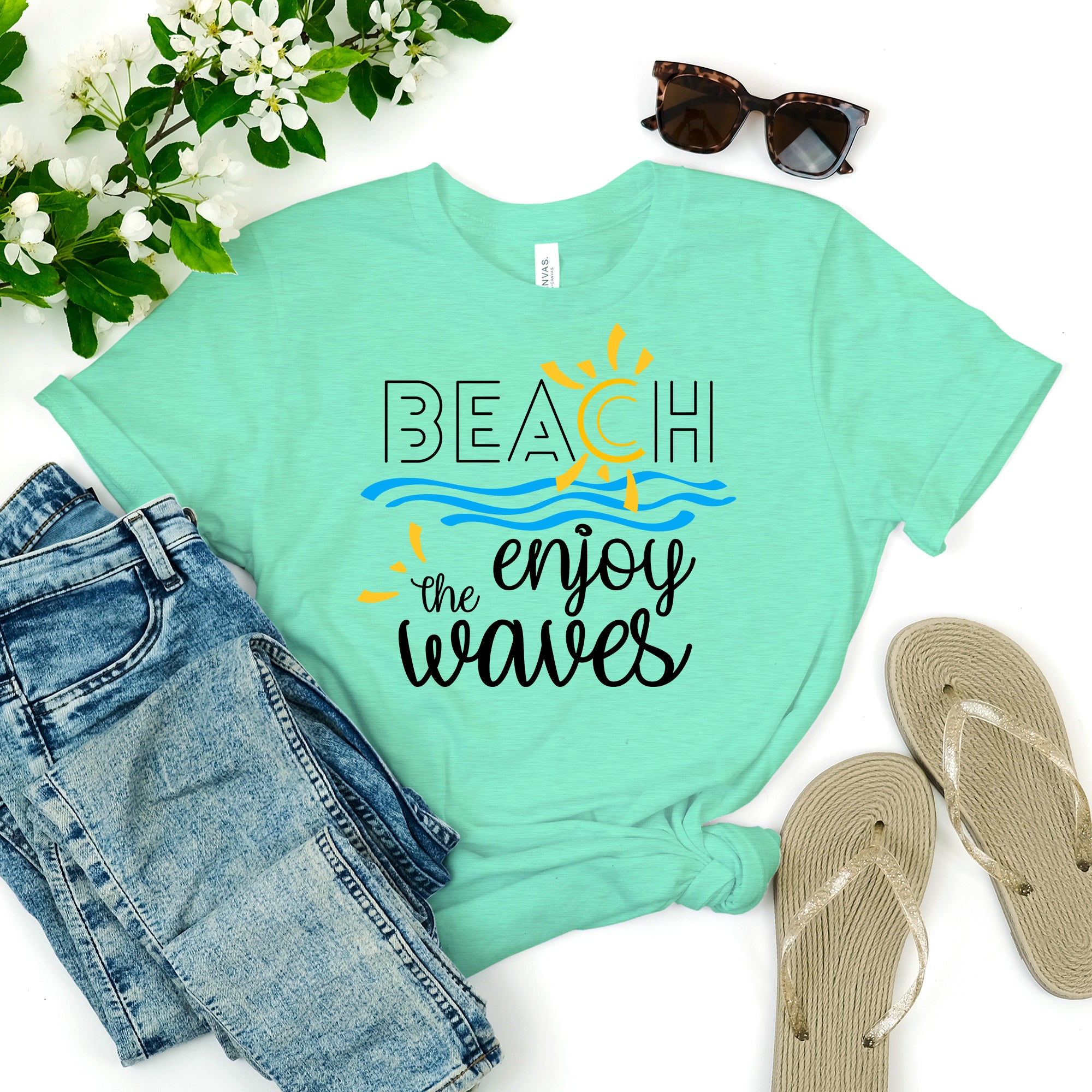 Beach Enjoy The Waves Sunny Fun Bella Canvas Unisex Shirt