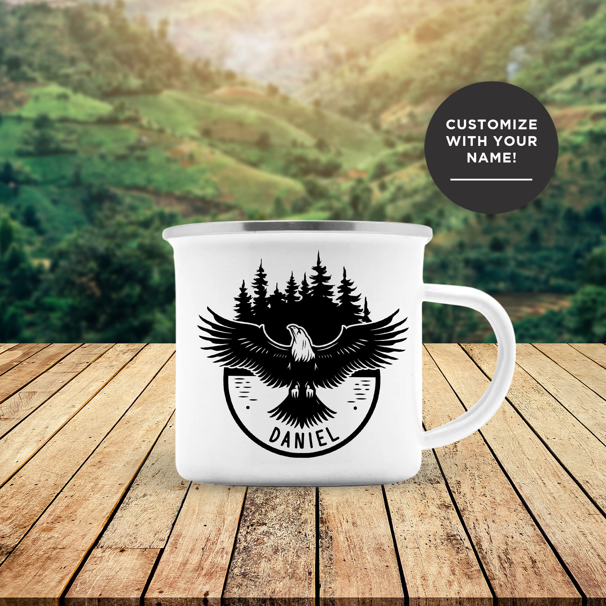 Personalized Eagle Enamel Mug