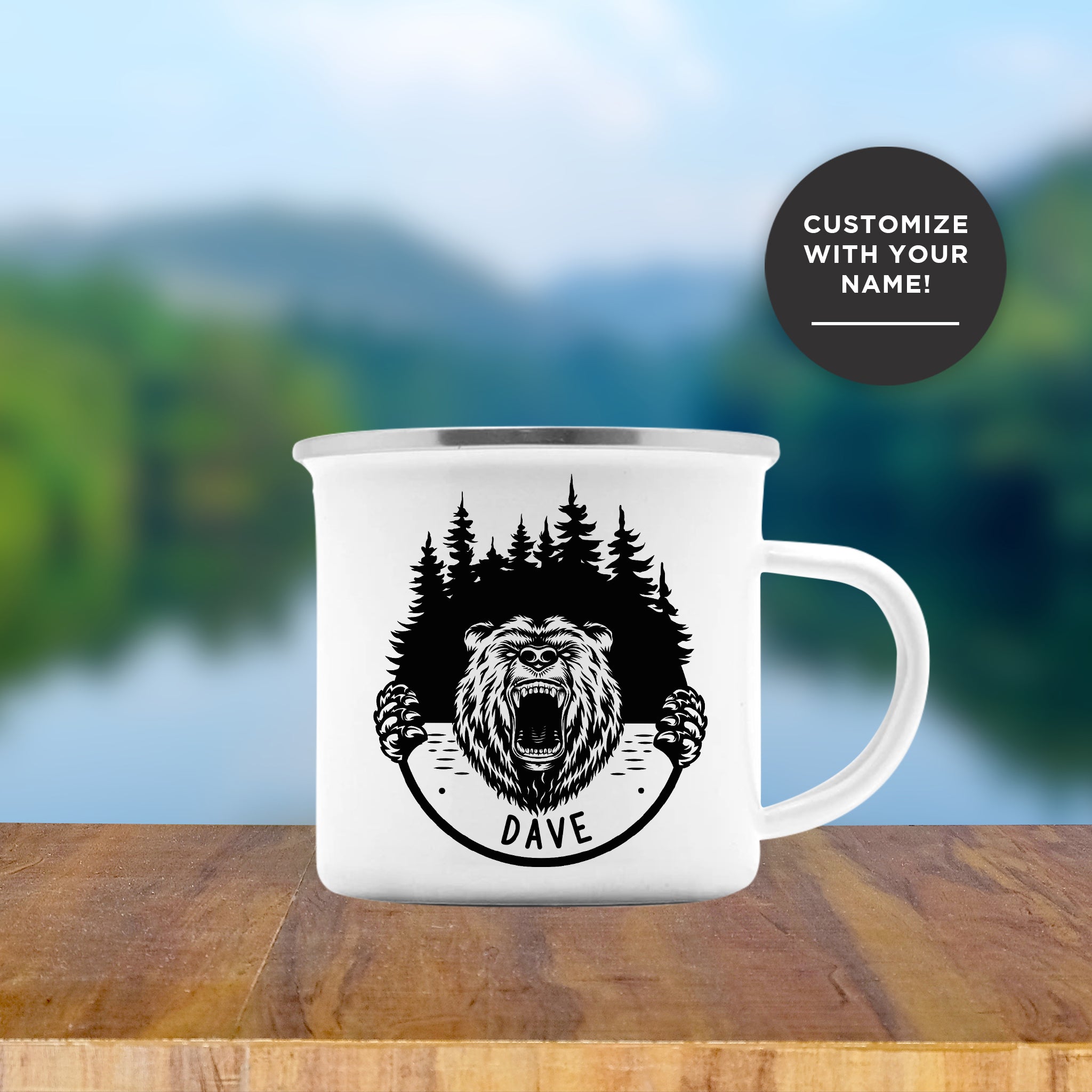 Personalized Bear Enamel Mug