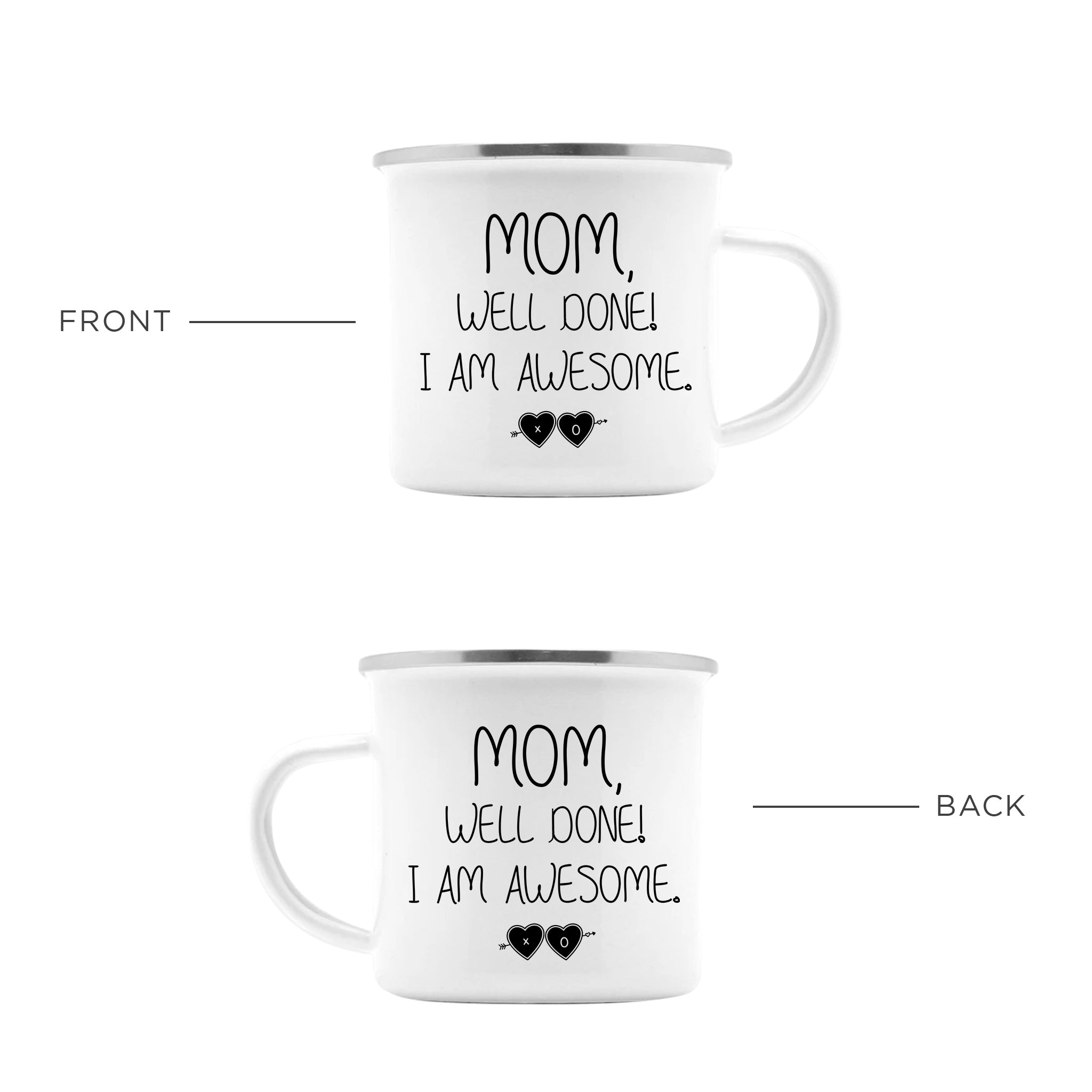 Mom, Well Done! I'm Awesome. Enamel Camping Mug