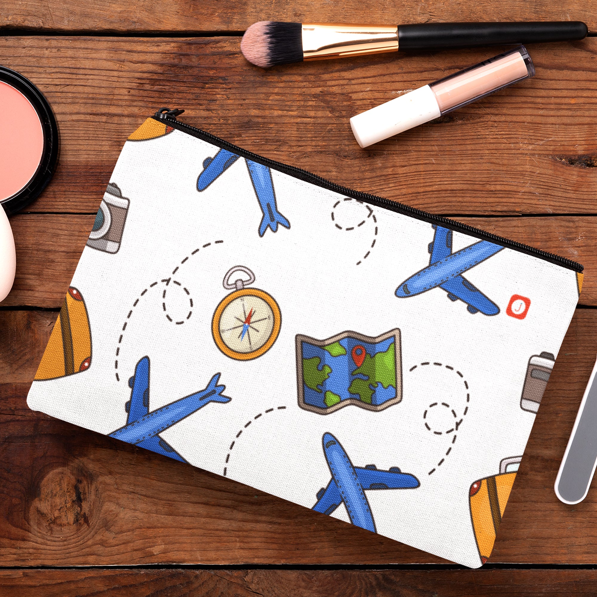 Unique Zippered Pouch: Travel Bag, Makeup Bag, Essentials Holder, Canvas Pouch