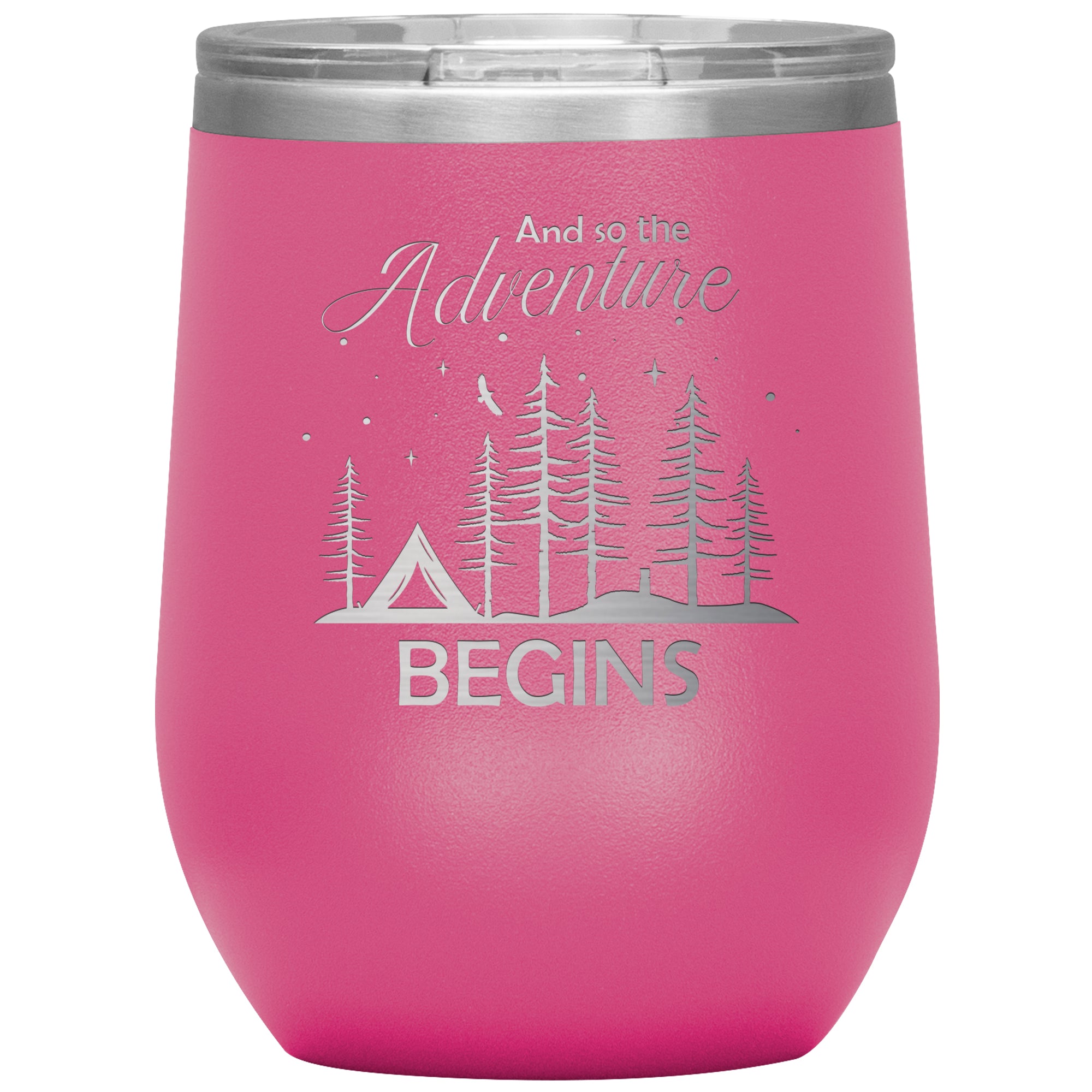 Adventure Begins Engraved 12oz Wine Tumbler