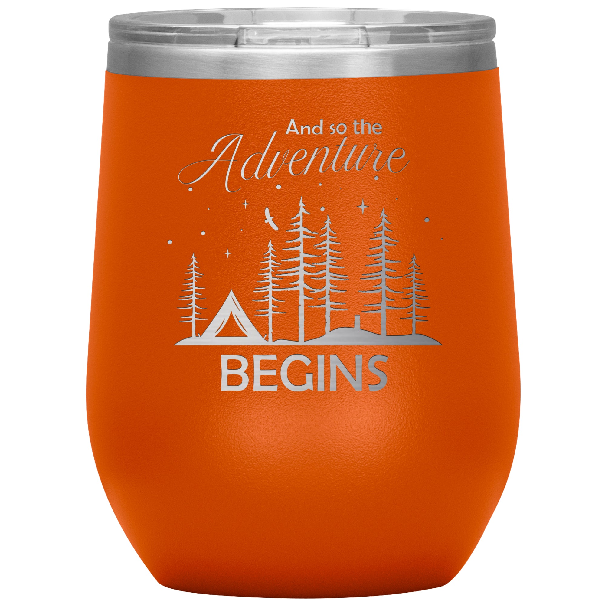 Adventure Begins Engraved 12oz Wine Tumbler