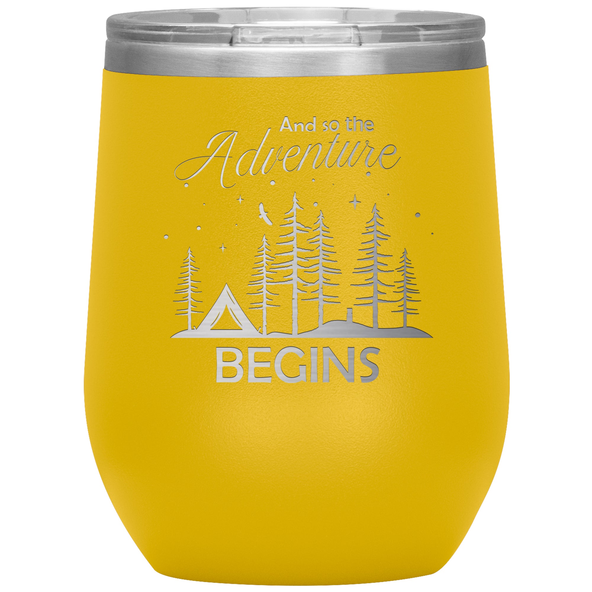 Adventure Begins Engraved 12oz Wine Tumbler