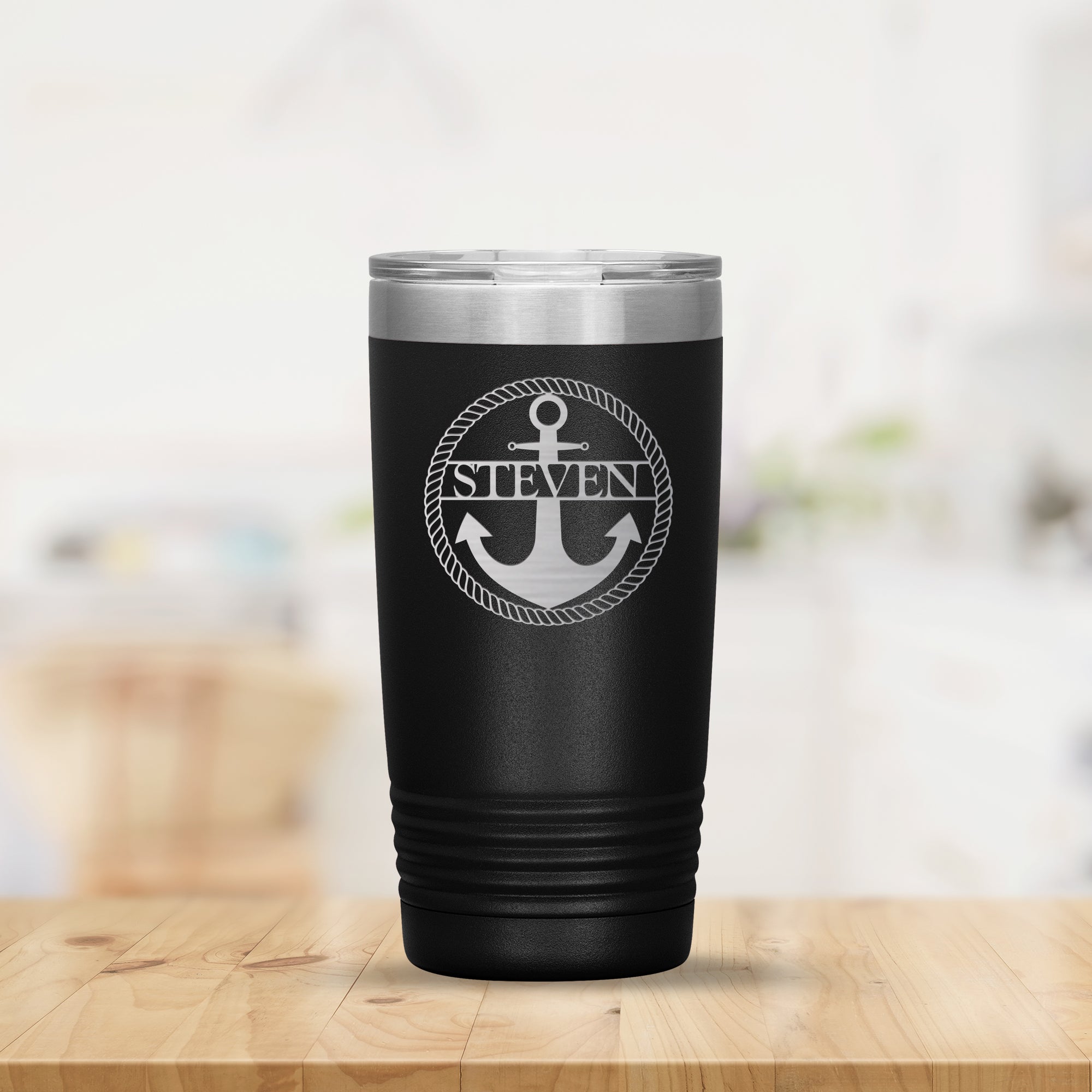 Personalized Anchor & Rope Travel Tumbler