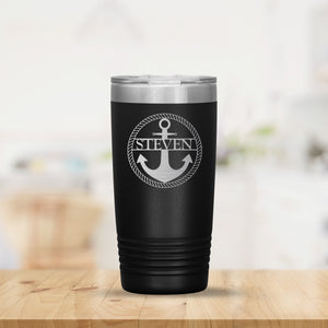 Personalized Anchor & Rope Travel Tumbler