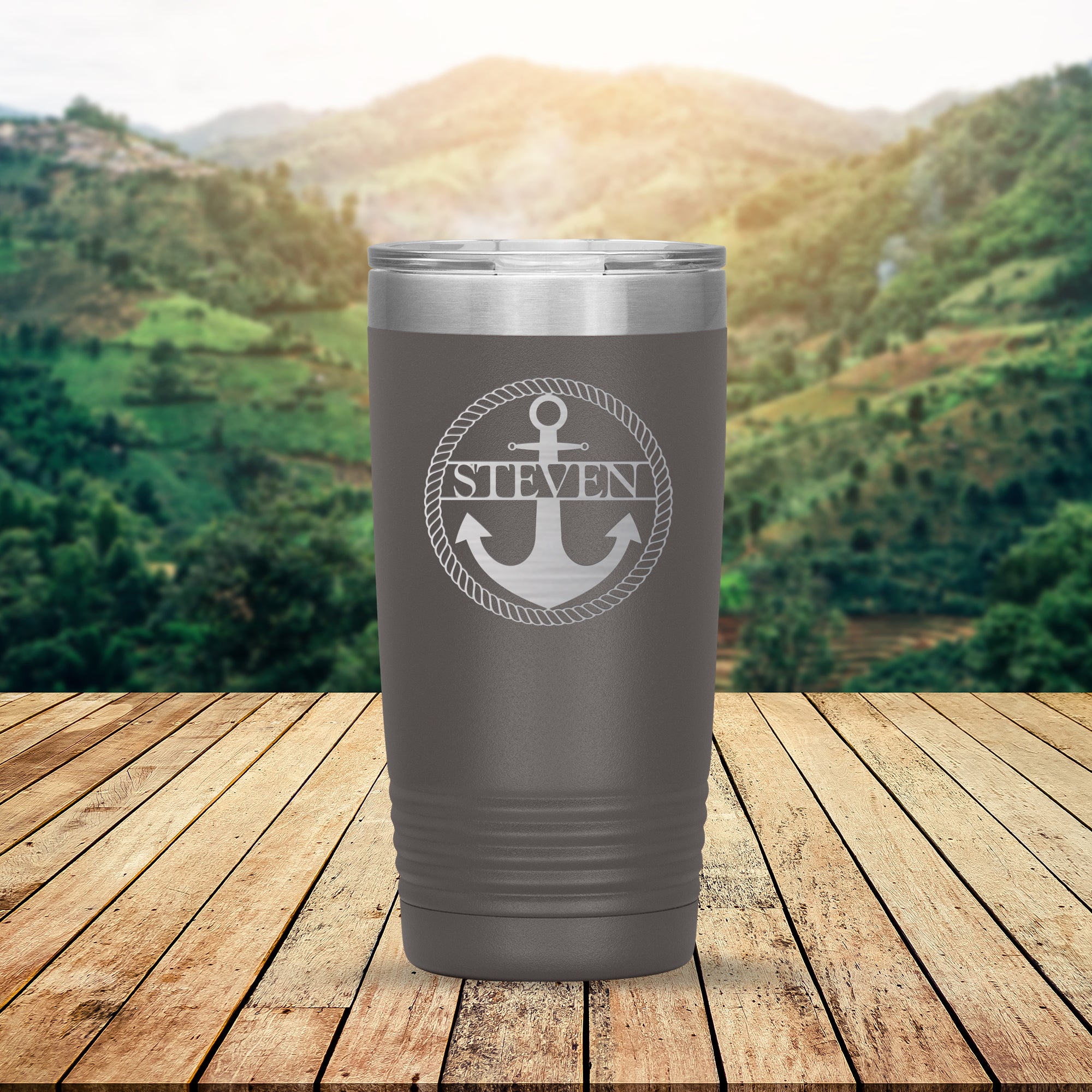 Personalized Anchor & Rope Travel Tumbler