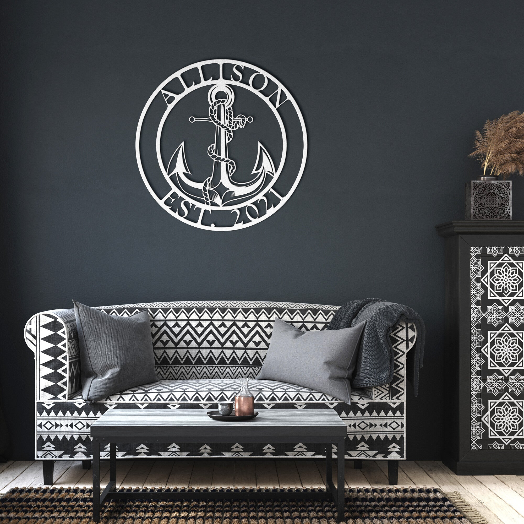Personalized Anchor & Rope Boat House Metal Sign