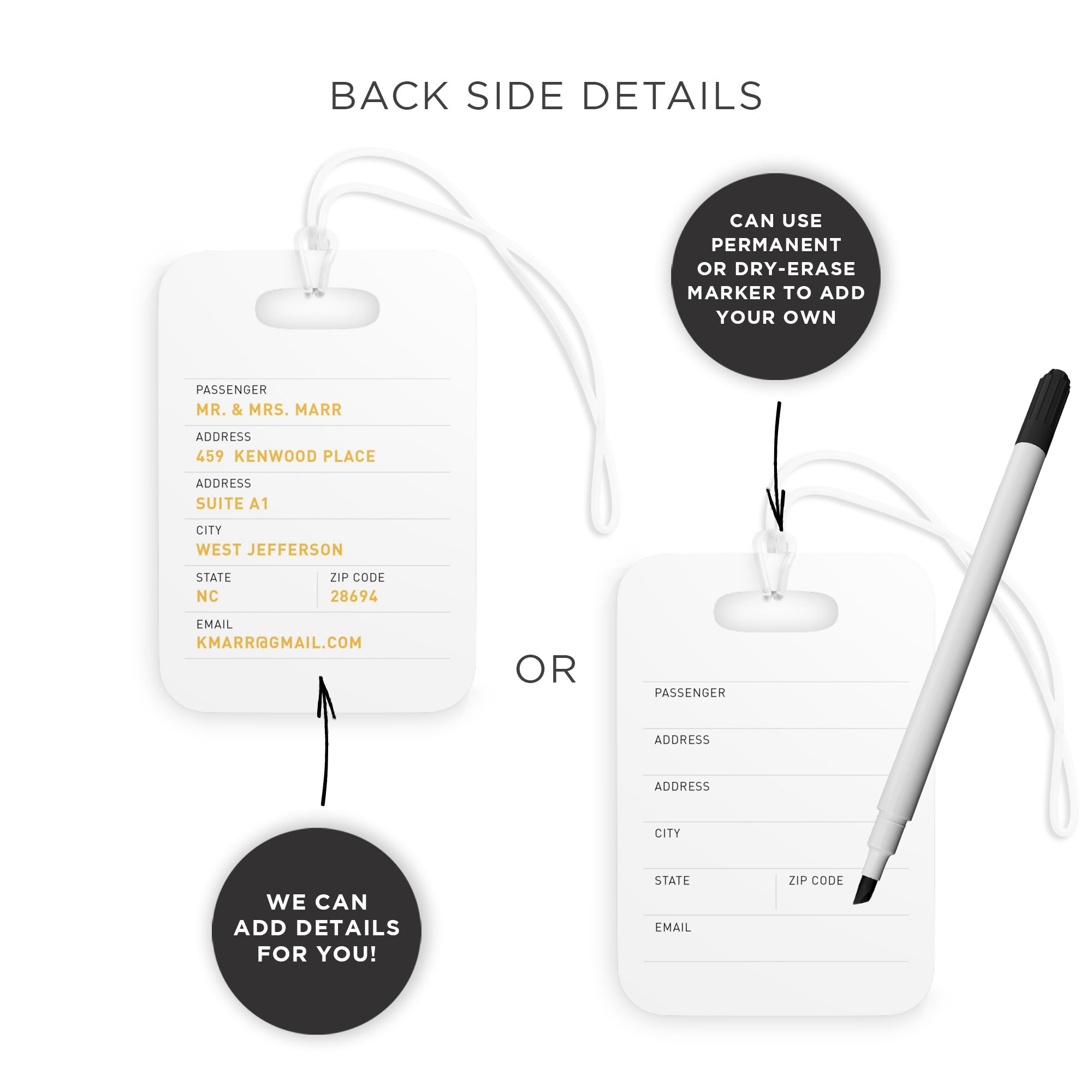 Personalized Couple Initials Luggage Tag