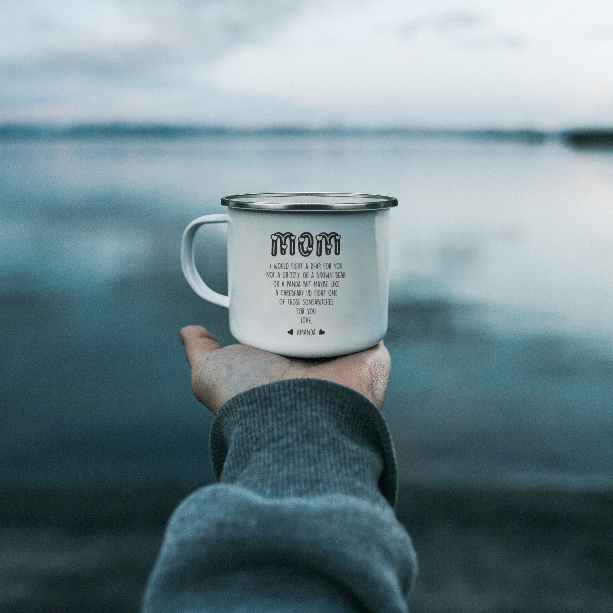 I'd Fight A Bear For You Mom PERSONALIZED Camping Mug