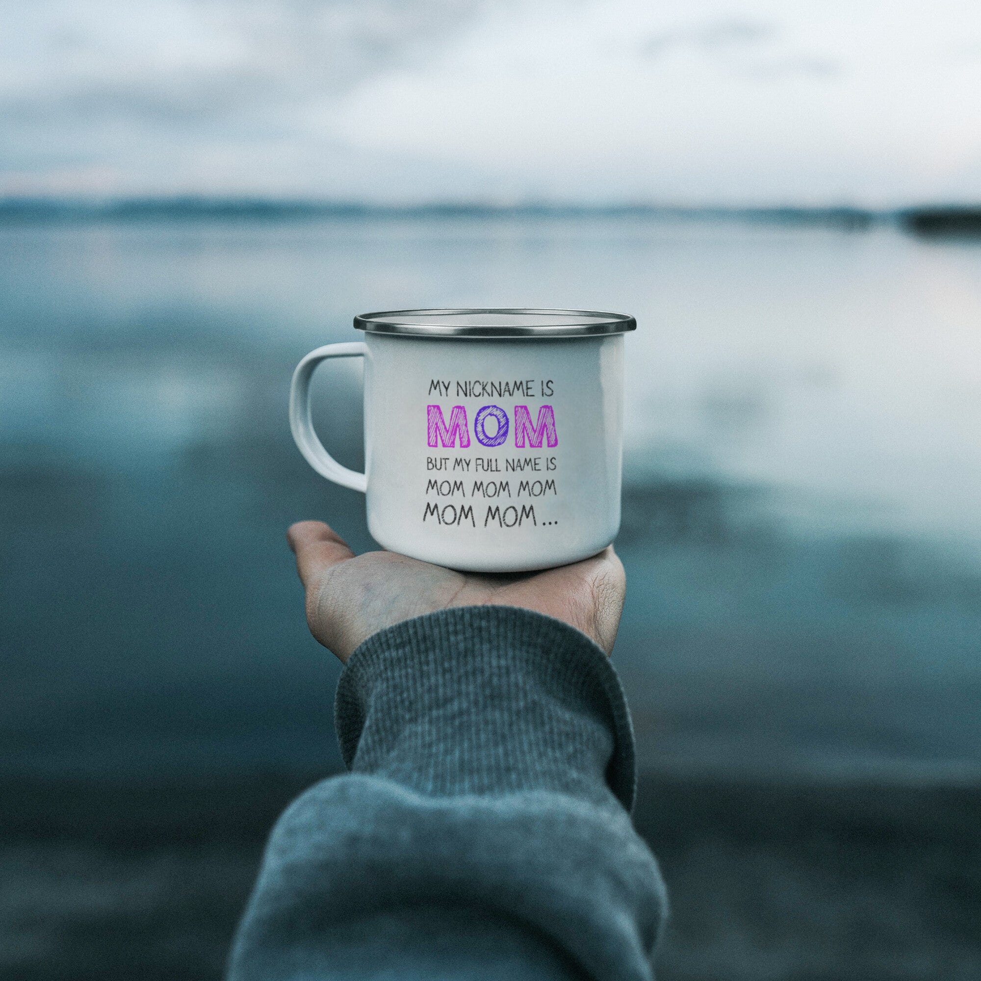 Mom Mom Mom Enamel Mug