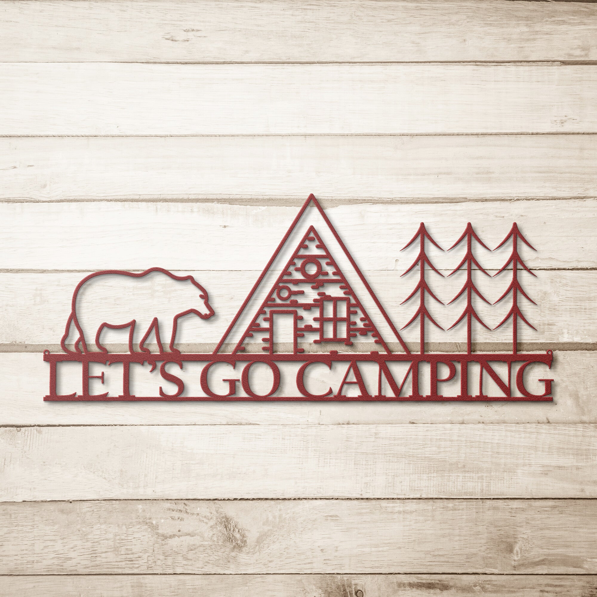 Let's Go Camping Metal Camping Sign