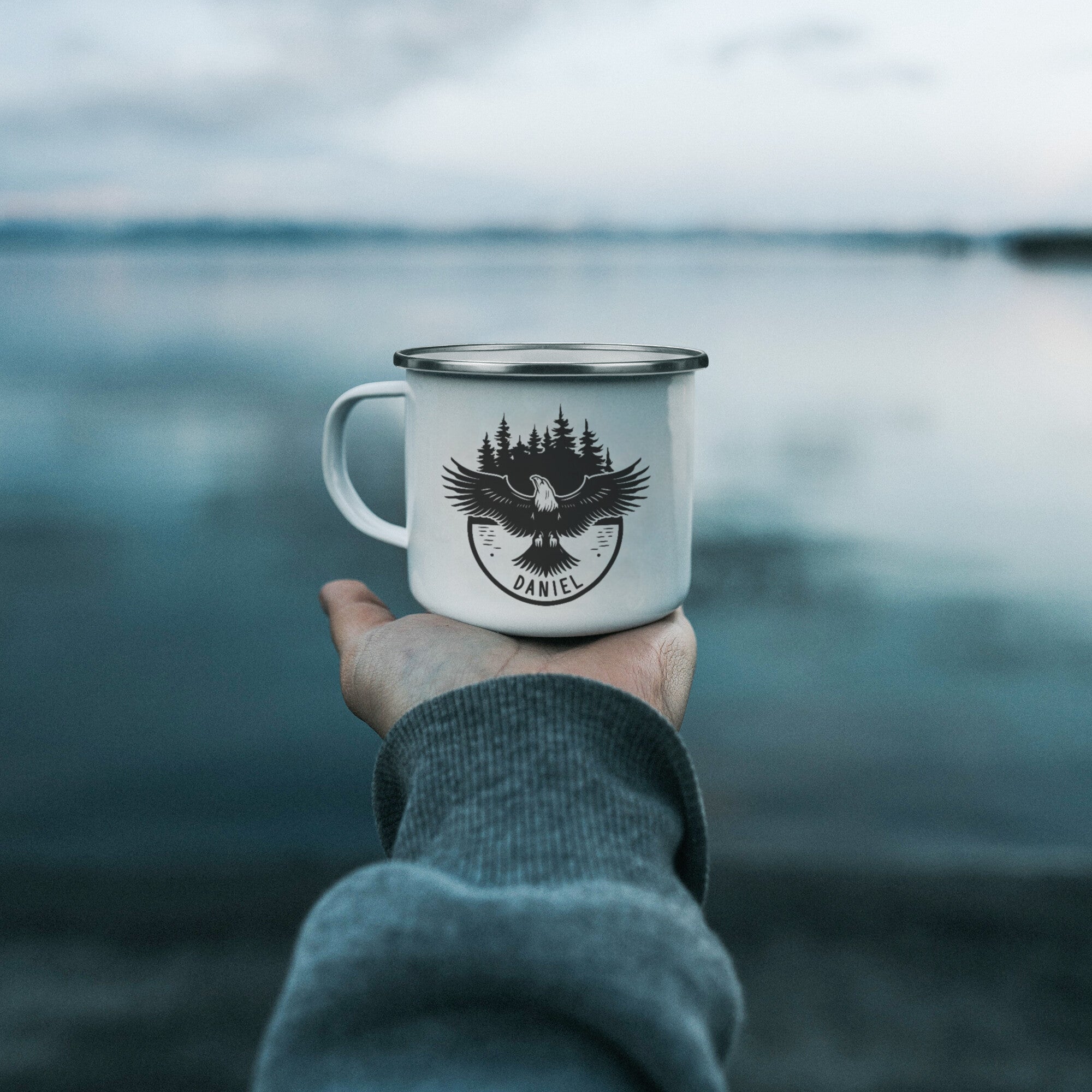 Personalized Eagle Enamel Mug