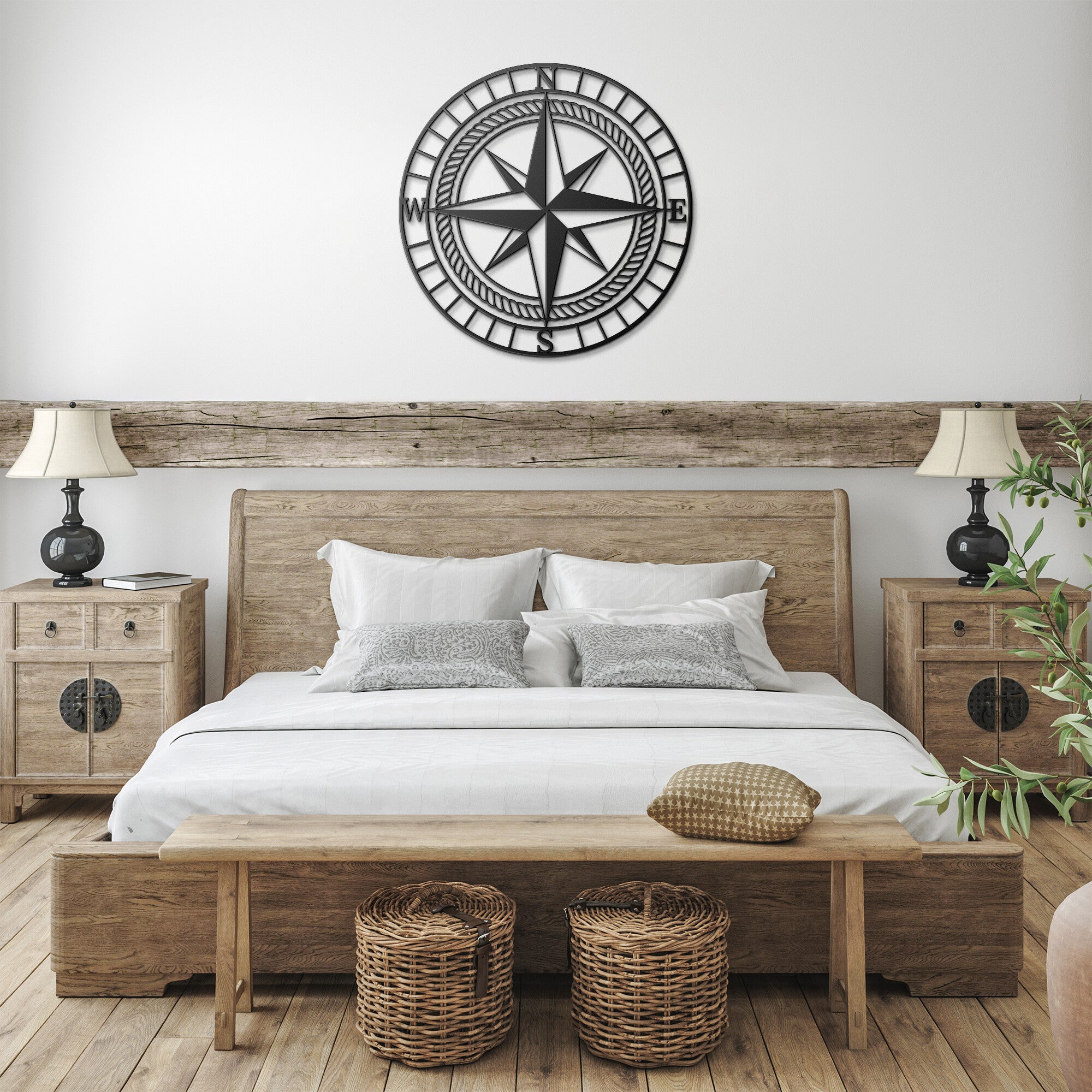 Classic Nautical Compass Metal Wall Art