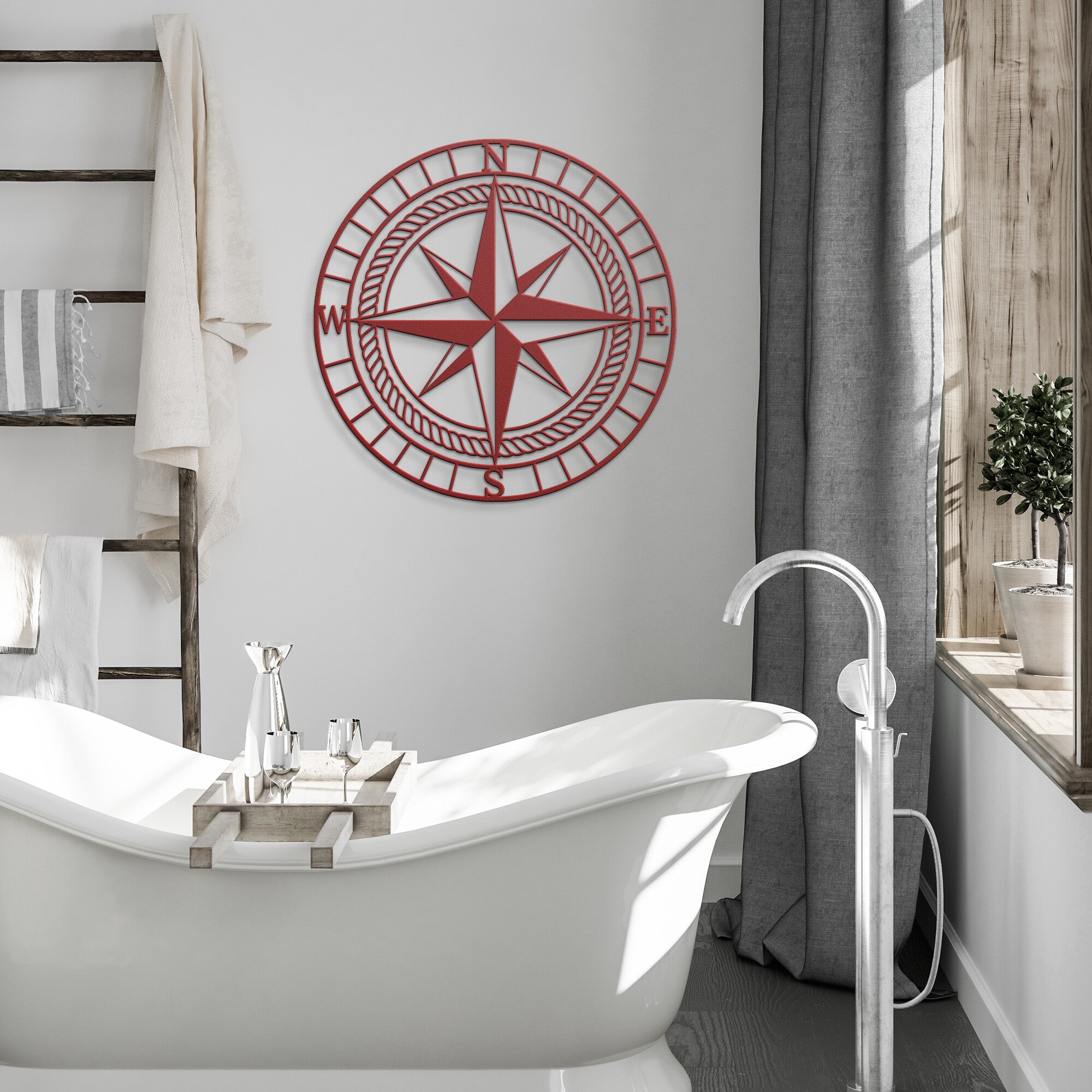 Classic Nautical Compass Metal Wall Art