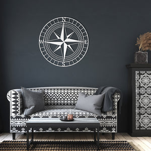 Classic Nautical Compass Metal Wall Art