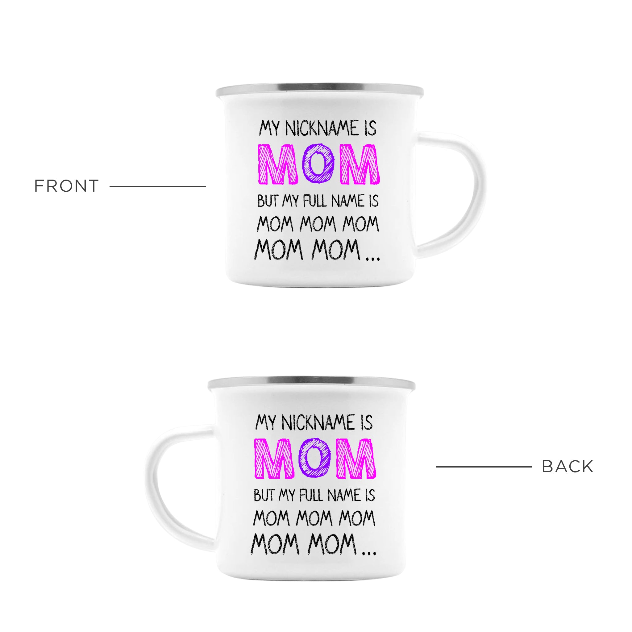 Mom Mom Mom Enamel Mug