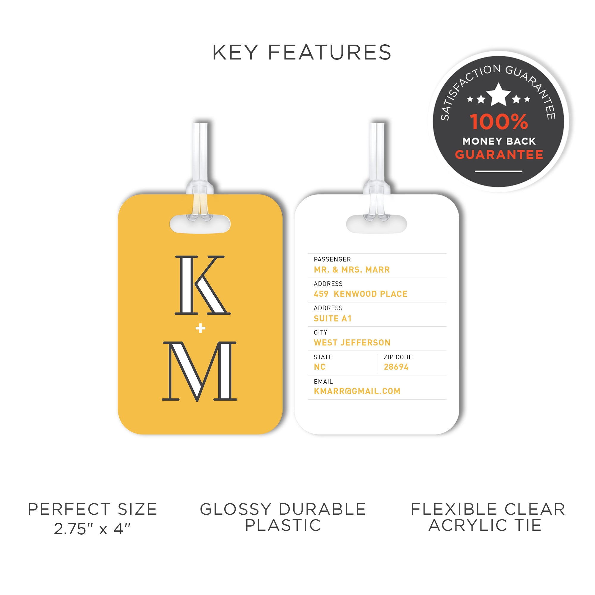 Personalized Couple Initials Luggage Tag