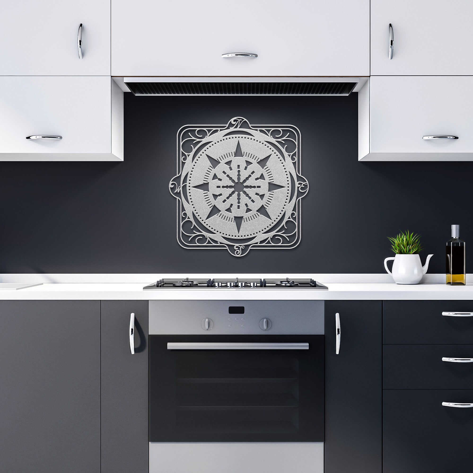 Ornate Compass Rose Metal Wall Art