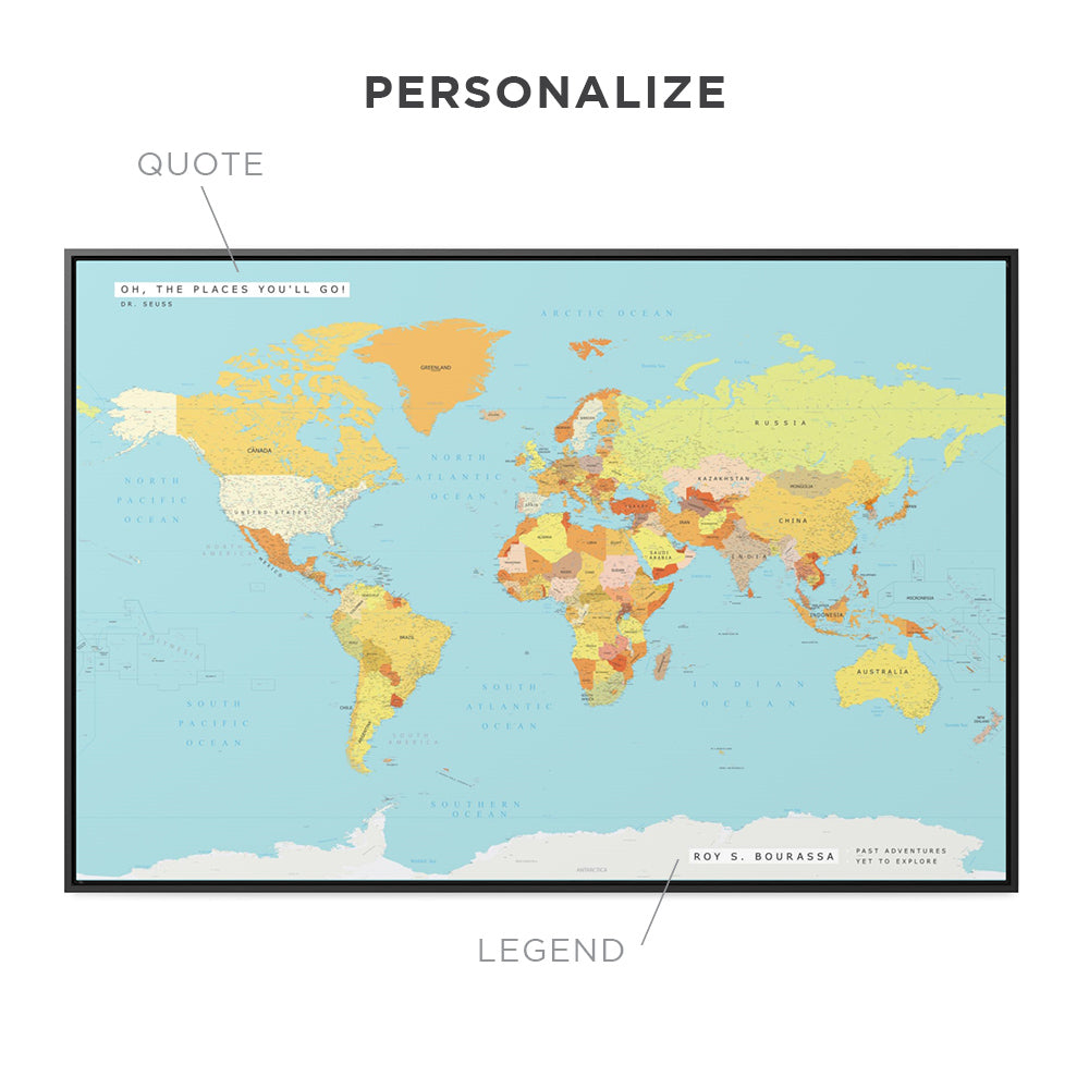 Quote Push Pin World Map