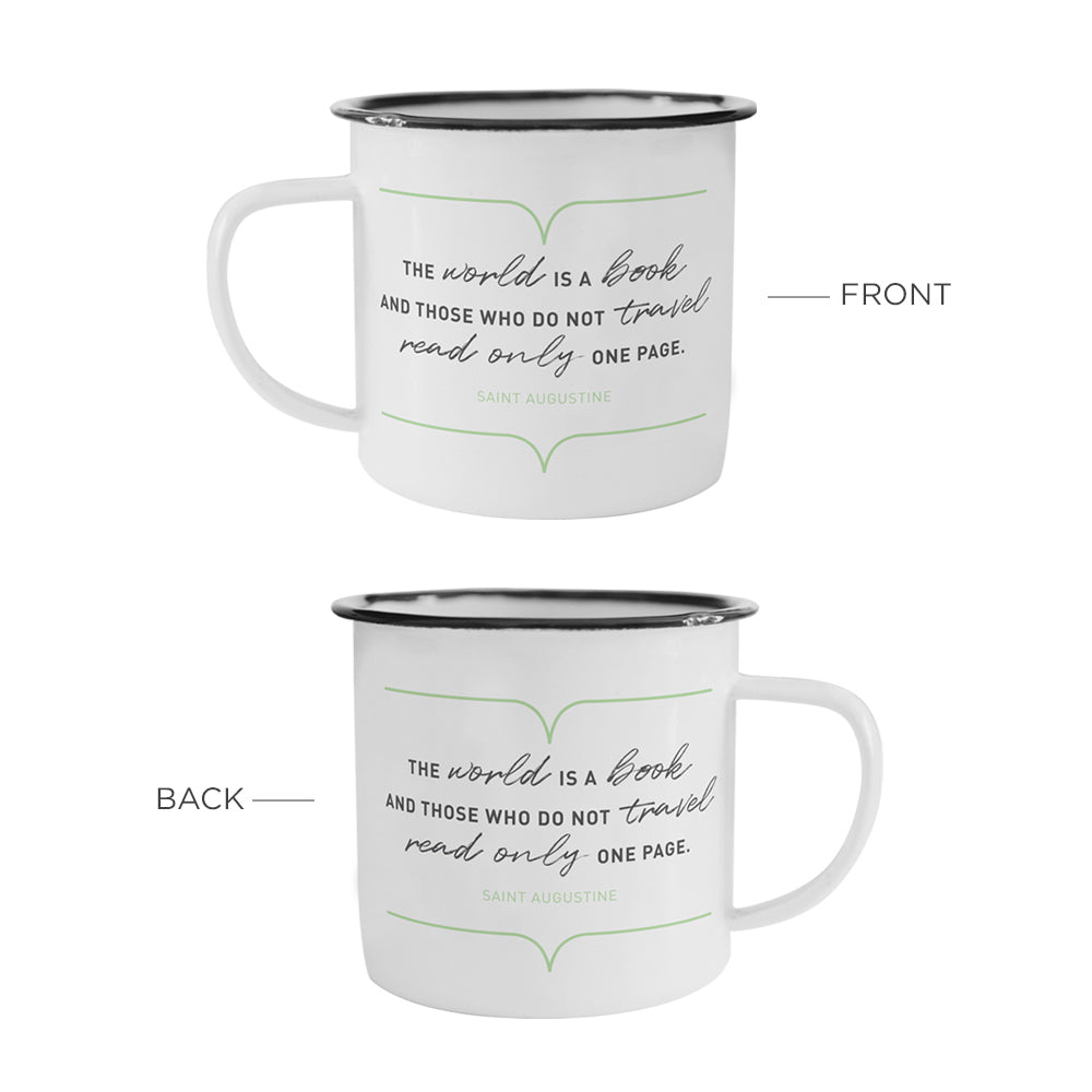 The World Is A Book Camping Mug - Unique 10oz Enamel Mug For Any Adventure