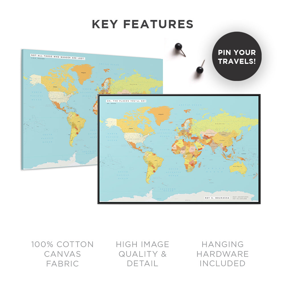 Quote Push Pin World Map