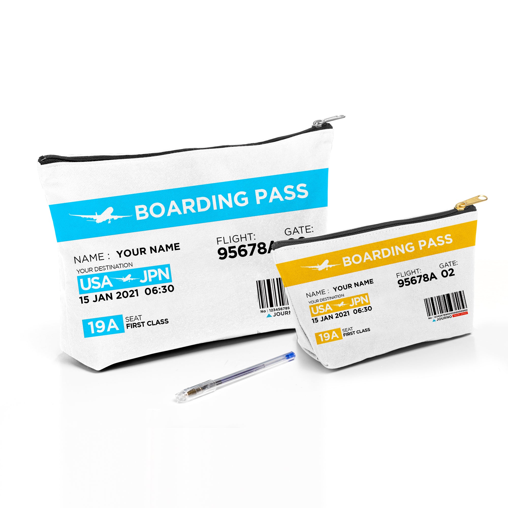 Boarding Pass Personalized Accessory Pouch