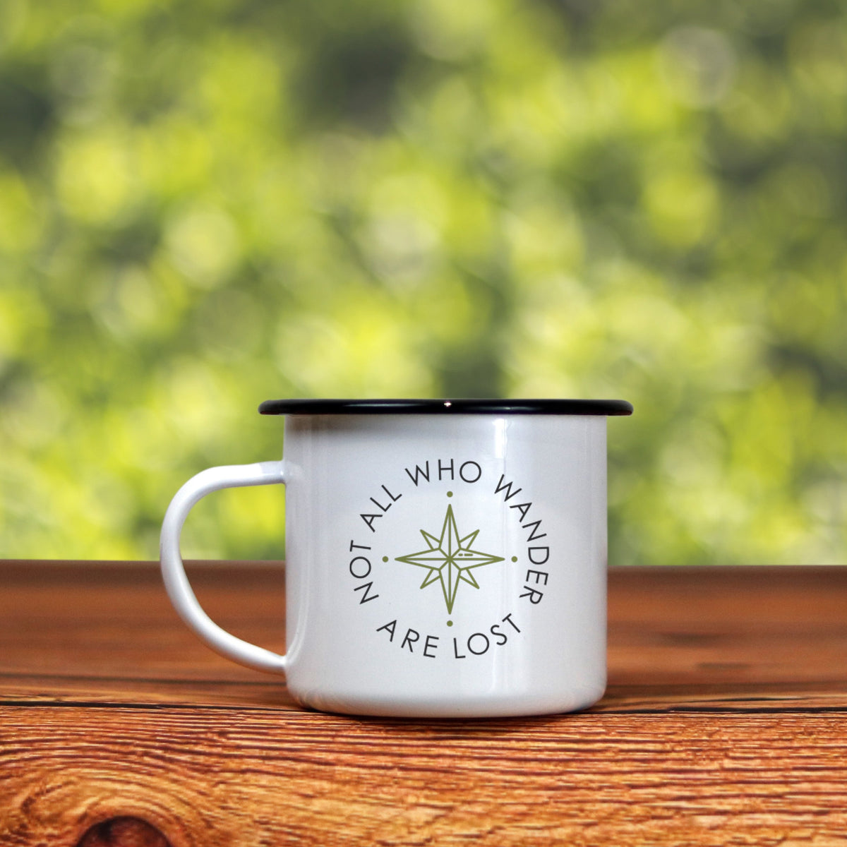 Journo　All　Travel　Compass　Ve　–　Are　Cool　'Not　Wander　Enamel　Mug　Camping　Lost'　Who　The　Goods