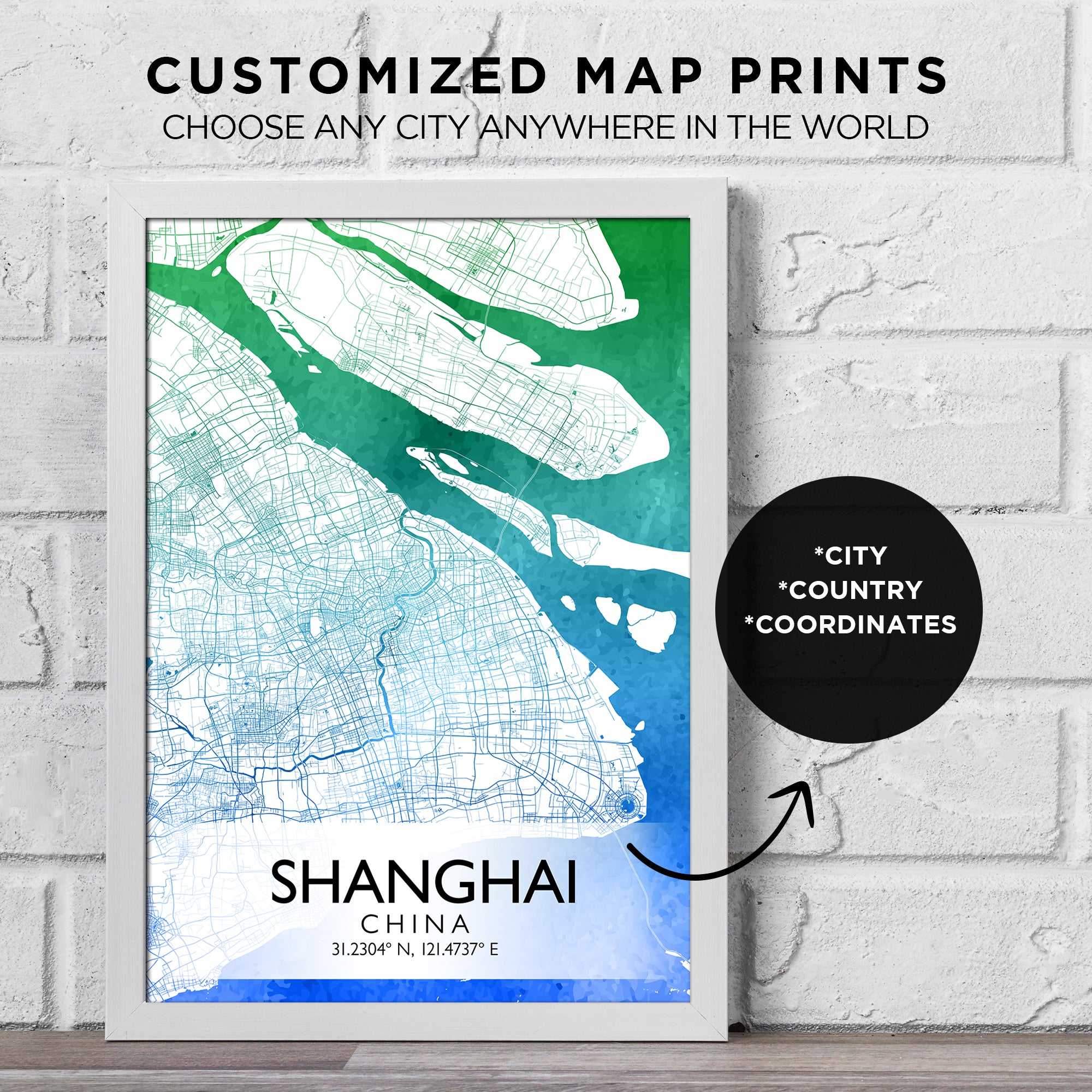 Custom City Street Map of Your Choice