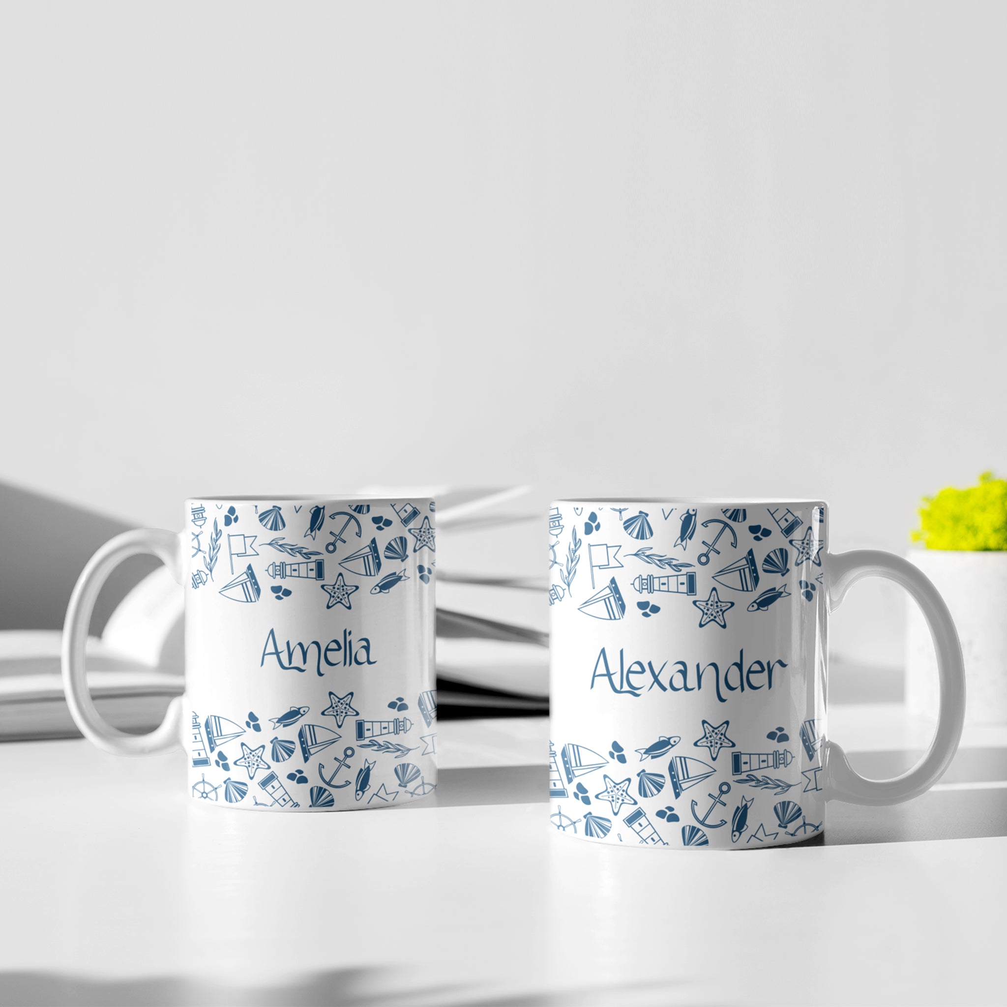 Personalized Nautical Pattern Coffee Mug
