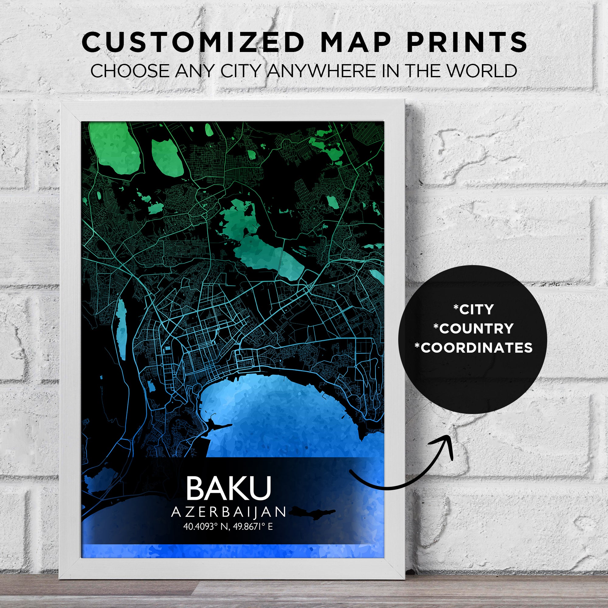Custom City Street Map of Your Choice