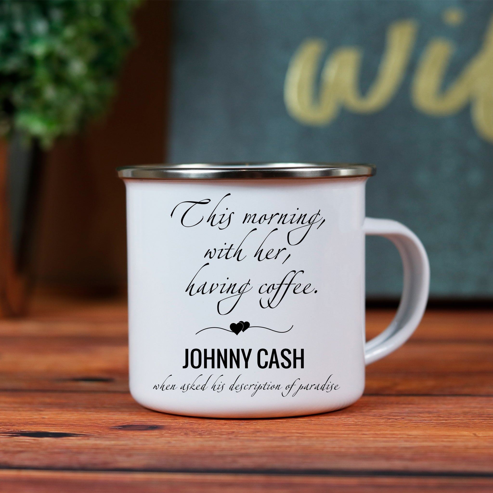 This Morning With Her Having Coffee Enamel Camping Mug