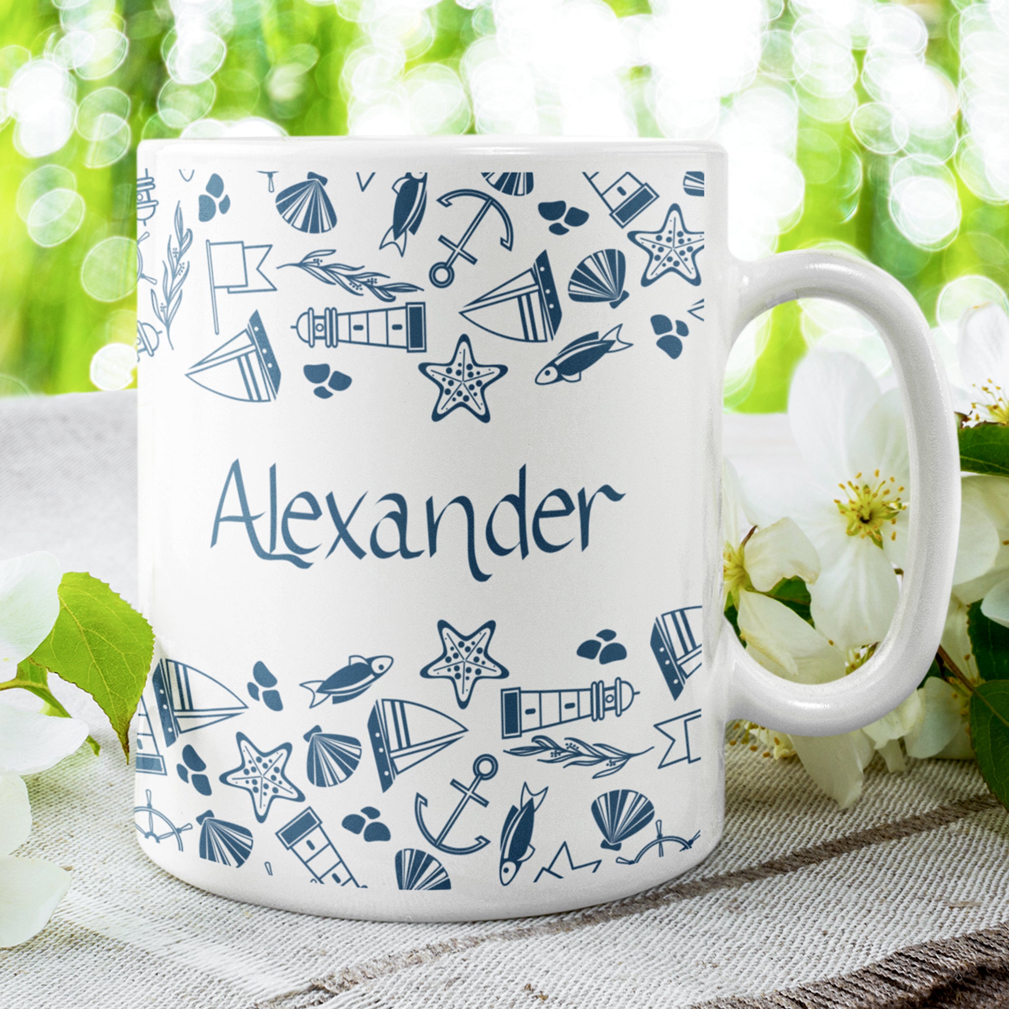 Personalized Nautical Pattern Coffee Mug