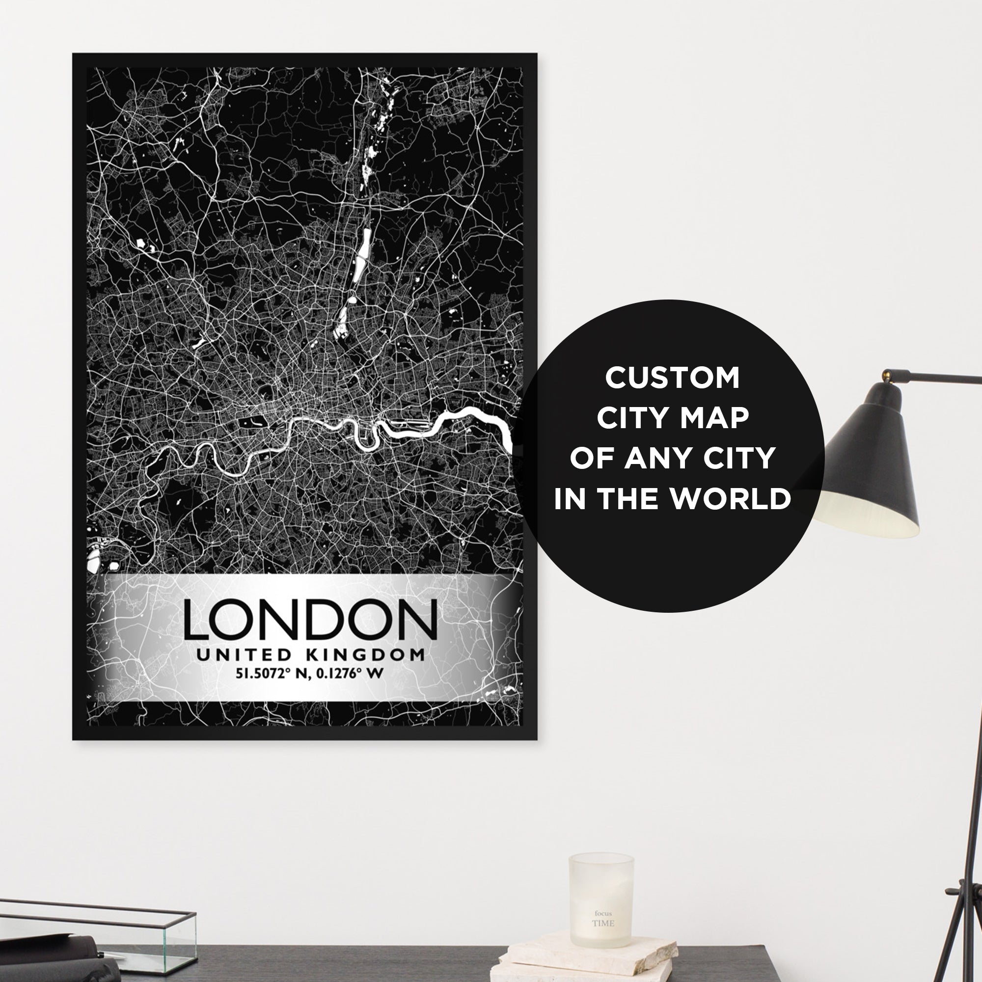 Custom Colored Street City Map